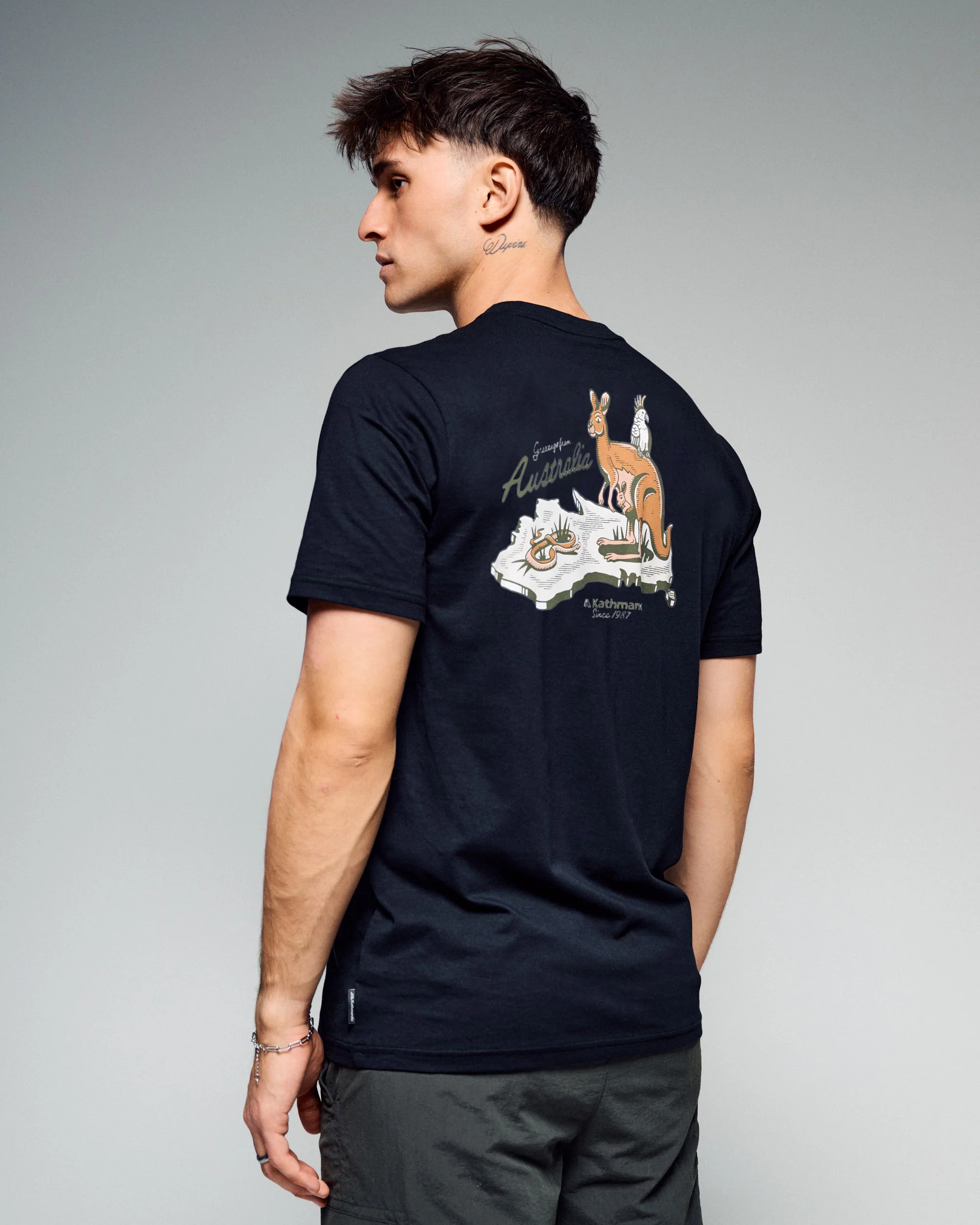 Australia Organic Cotton T-Shirt - Black Stingray - Image 2