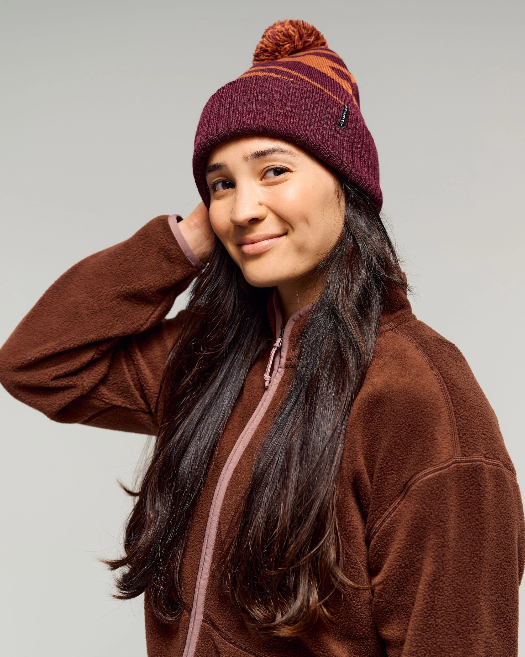 Braided River Pom Pom Beanie - Mulberry Braided River