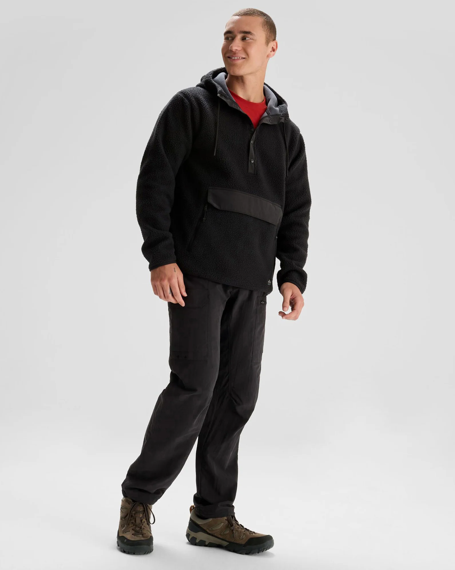 Men's Co-Z High Pile Hooded Pullover - Black - Image 2