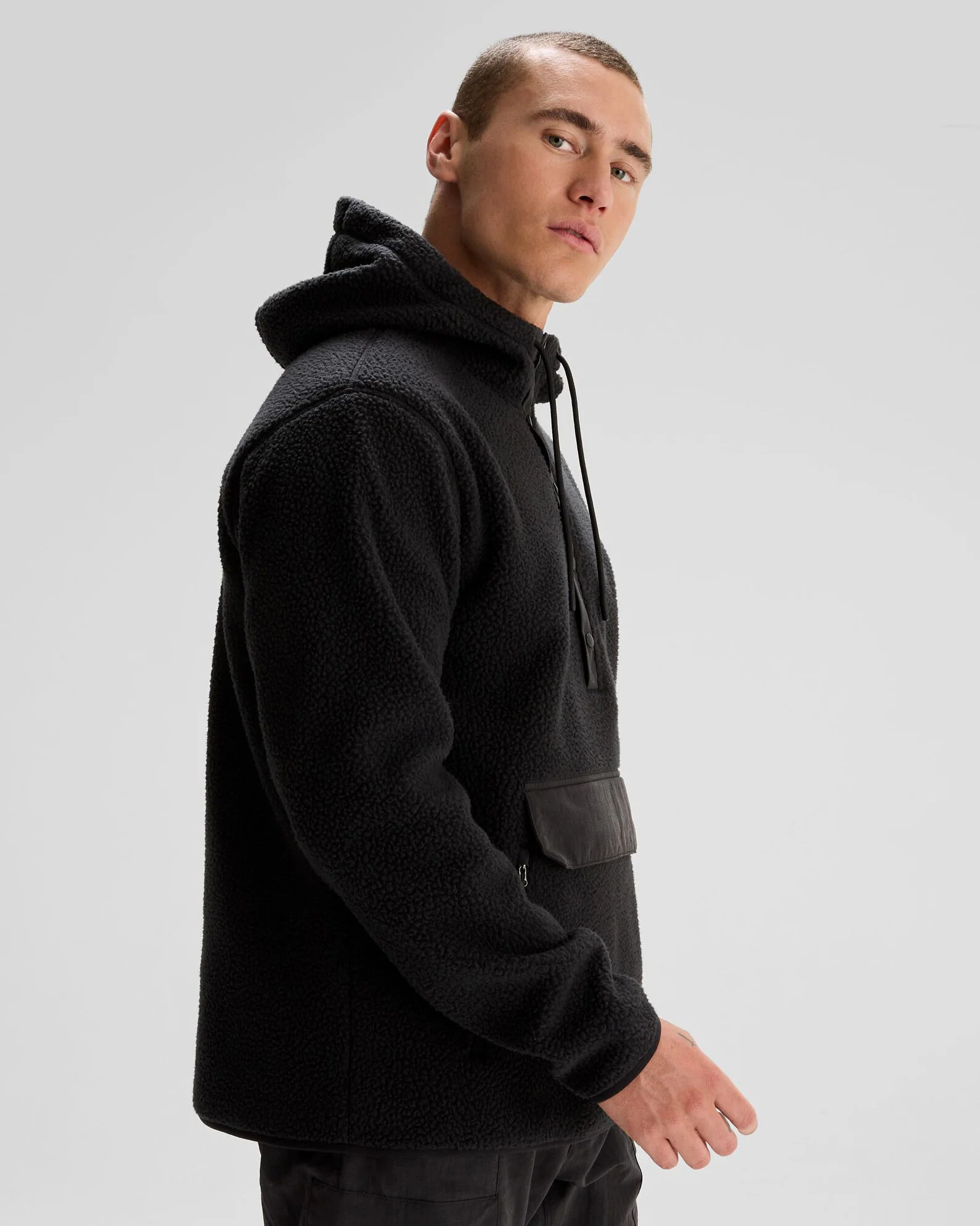 Men's Co-Z High Pile Hooded Pullover - Black - Image 3