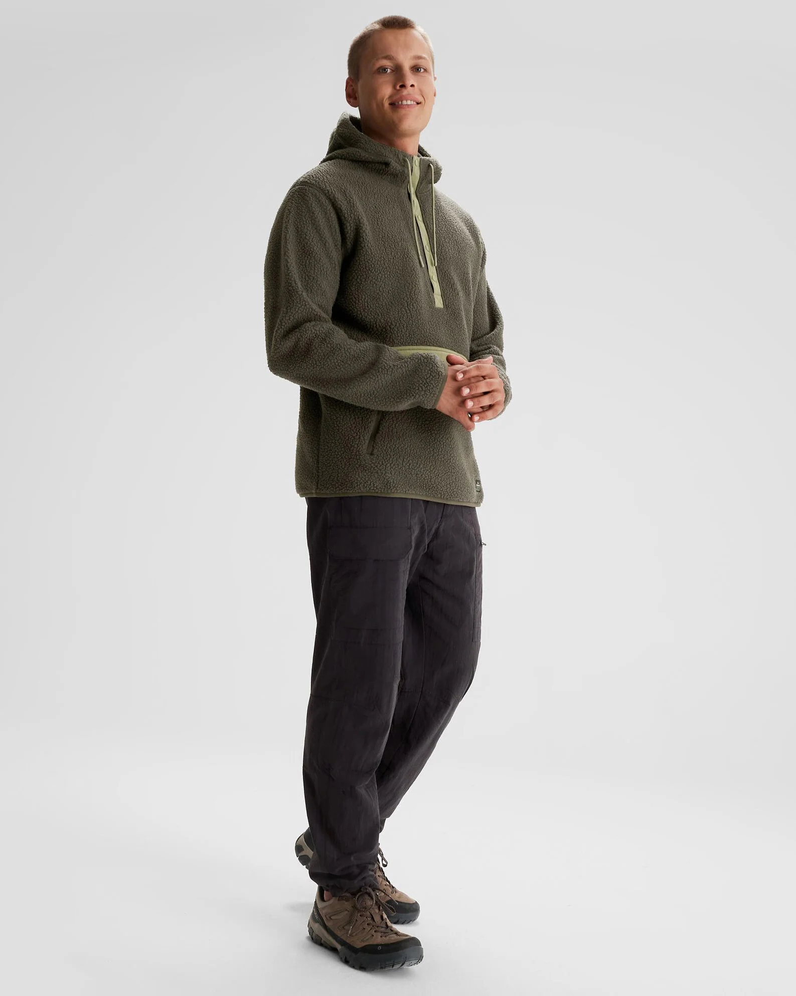 Men's Co-Z High Pile Hooded Pullover - Dark Moss