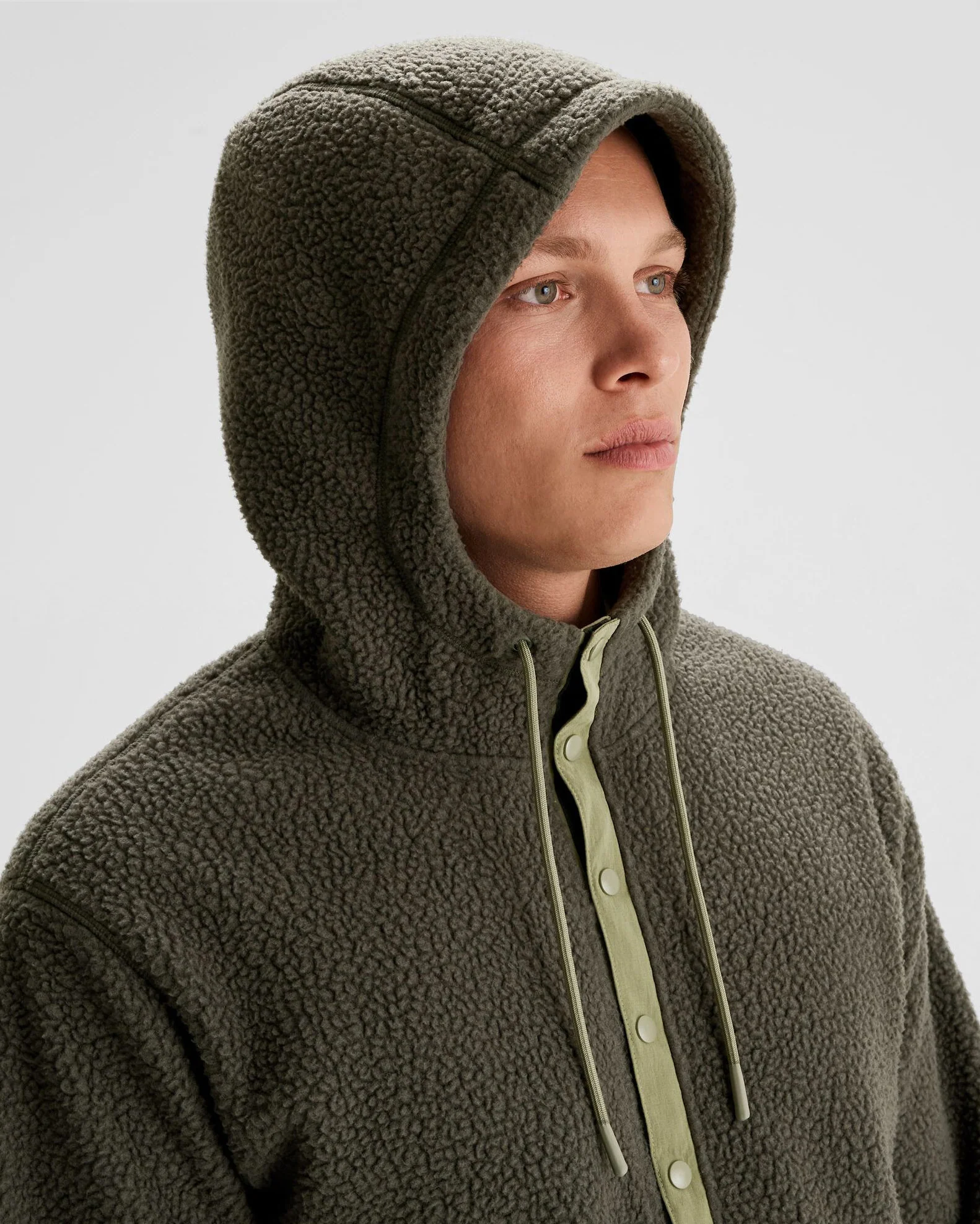 Men's Co-Z High Pile Hooded Pullover - Dark Moss - Image 3