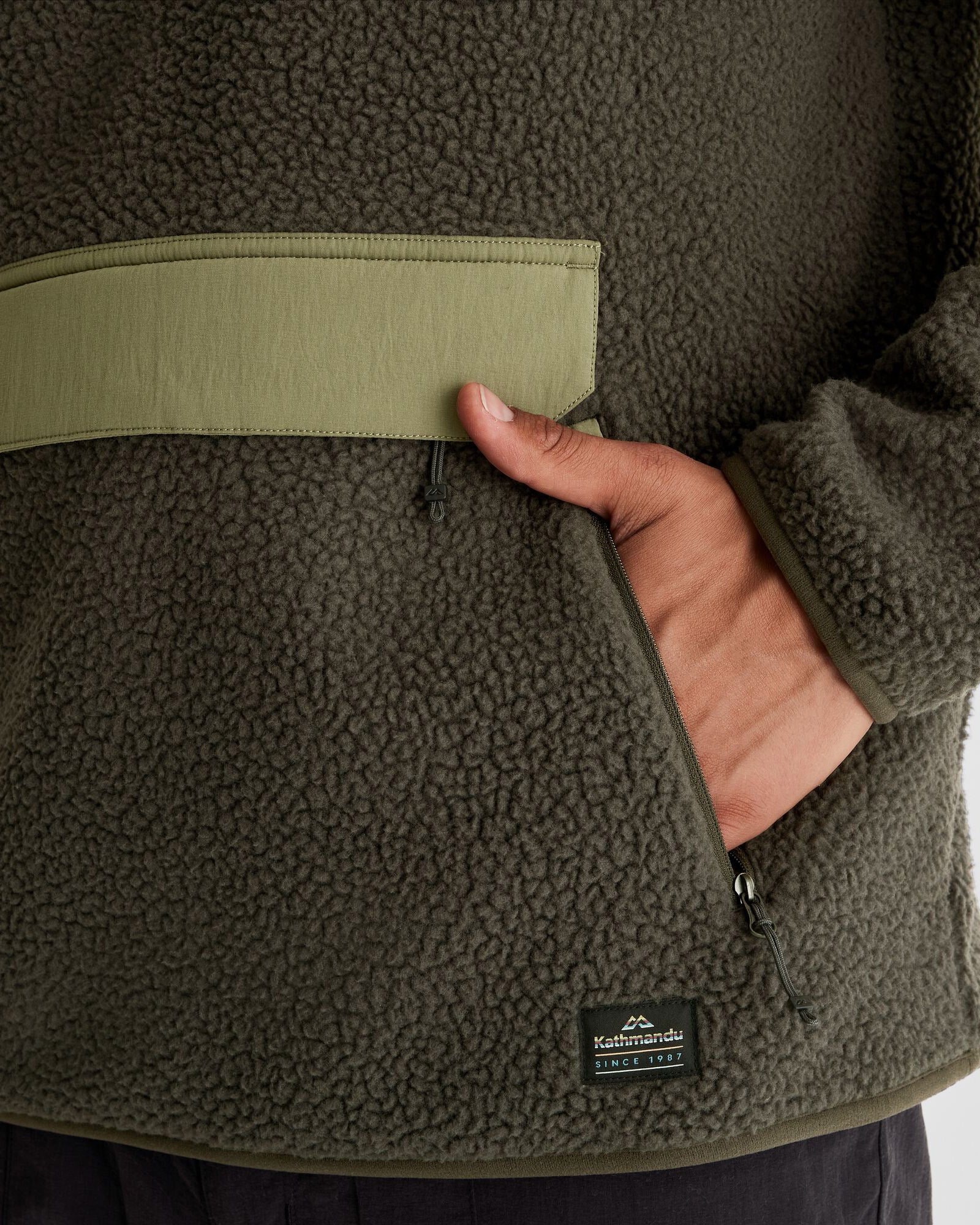 Men's Co-Z High Pile Hooded Pullover - Dark Moss - Image 4
