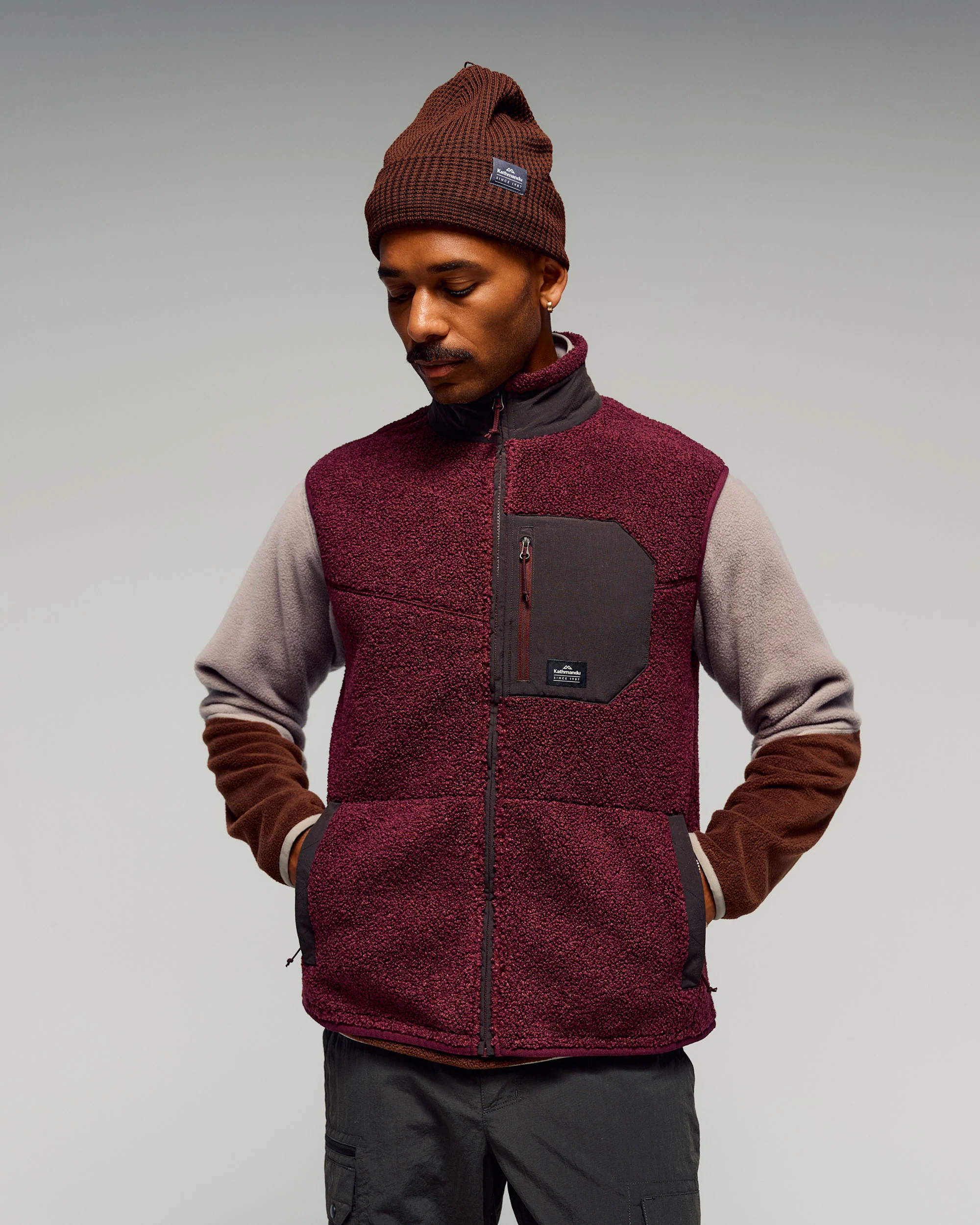 Co-Z High Pile Men's Vest - Mulberry/Cold Brew