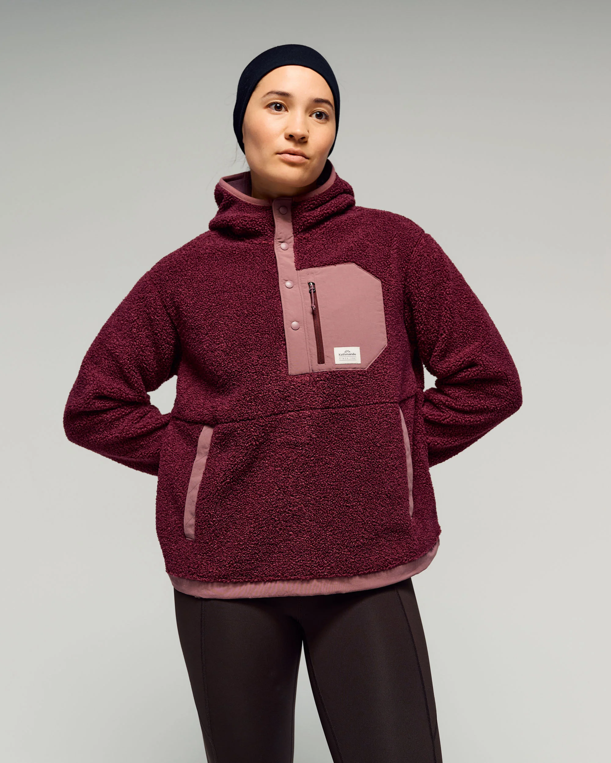 Women's Co-Z High Pile Hooded Pullover v2 - Mulberry/Dark Thistle - Image 2