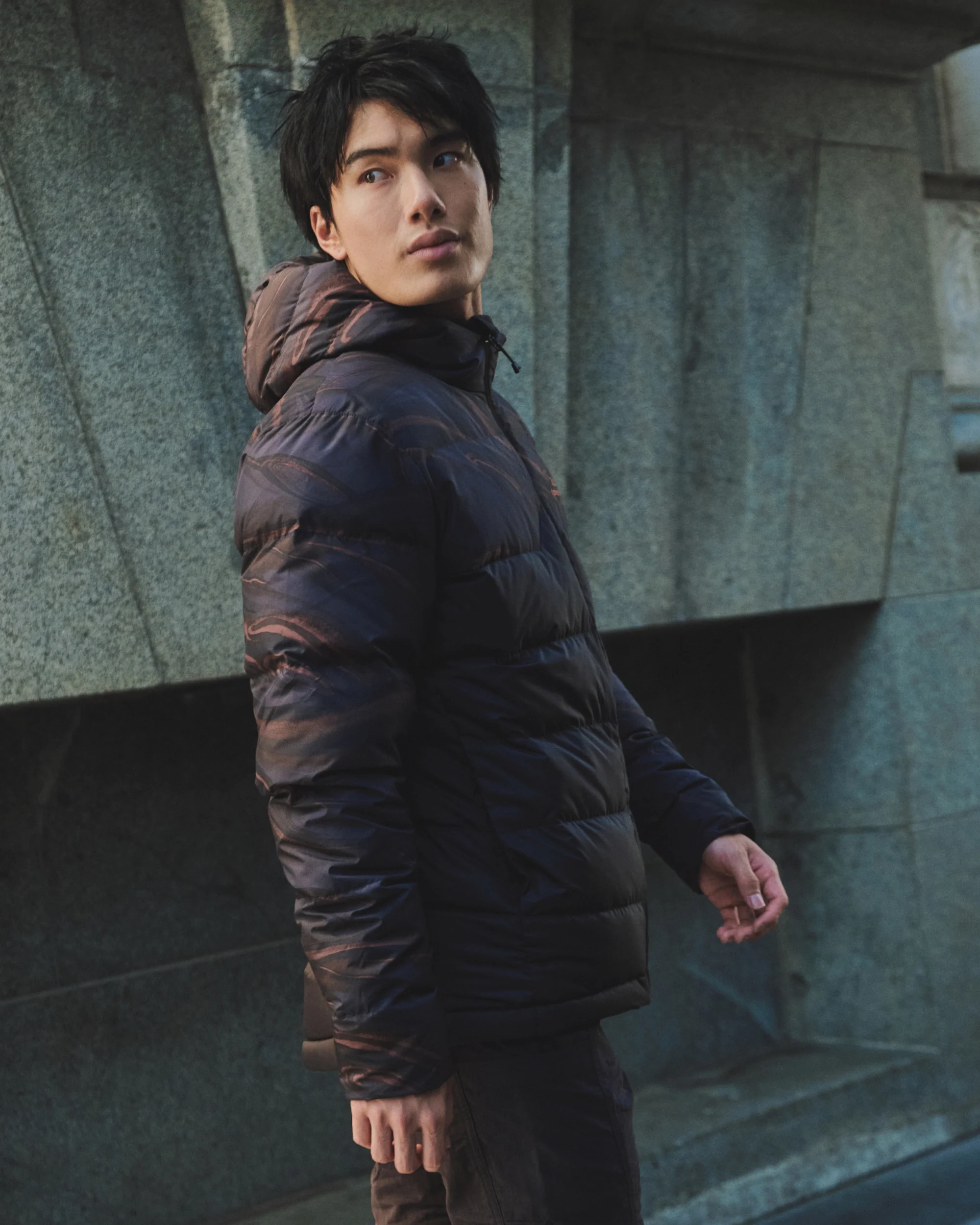 Men's Epiq Hooded Down Jacket - Black Braided River