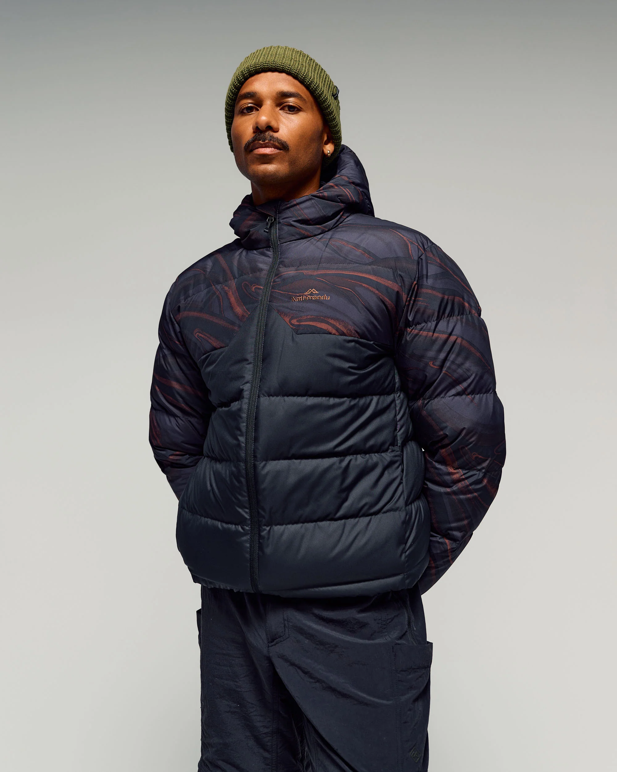 Men's Epiq Hooded Down Jacket - Black Braided River - Image 4
