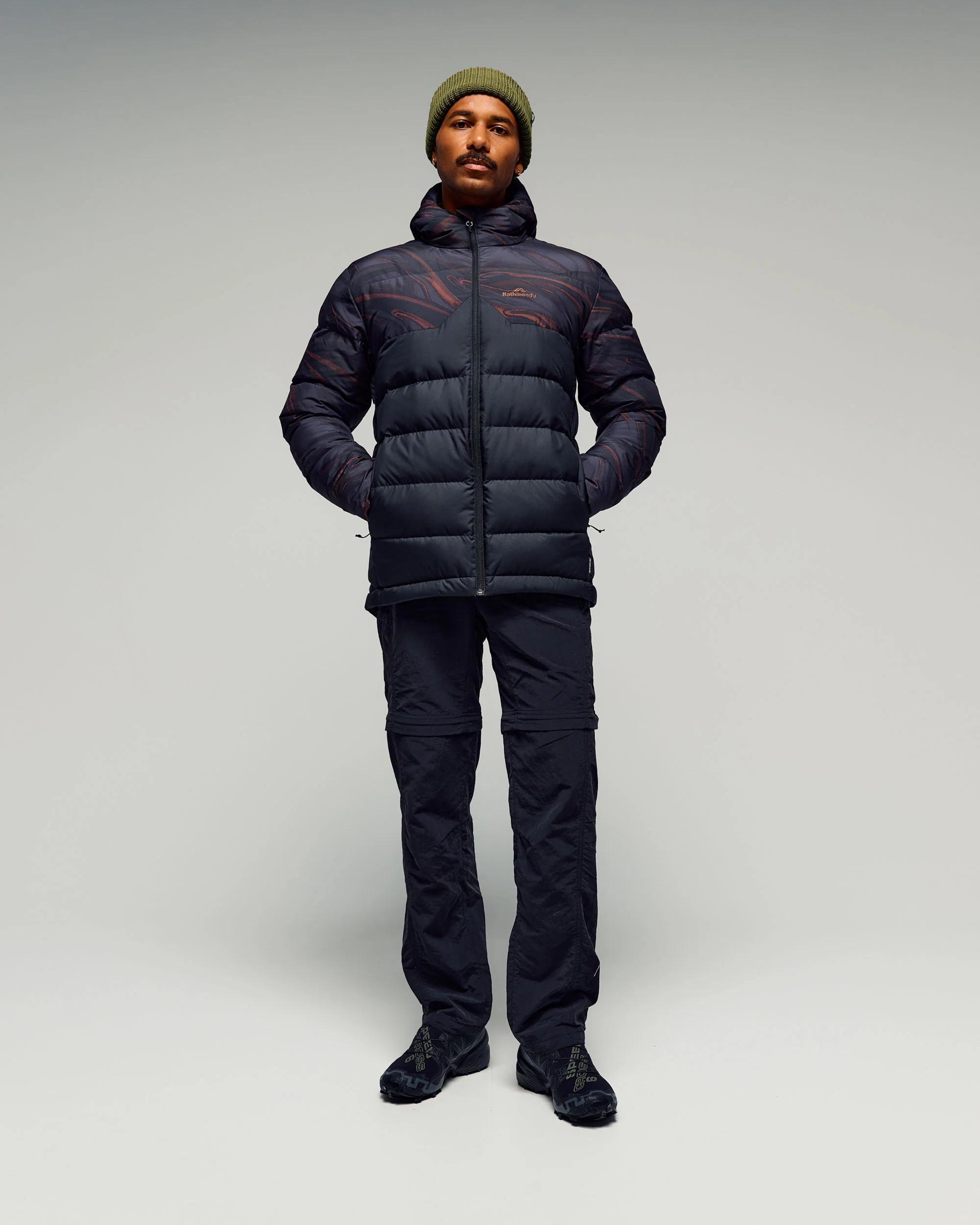 Men's Epiq Hooded Down Jacket - Black Braided River - Image 6