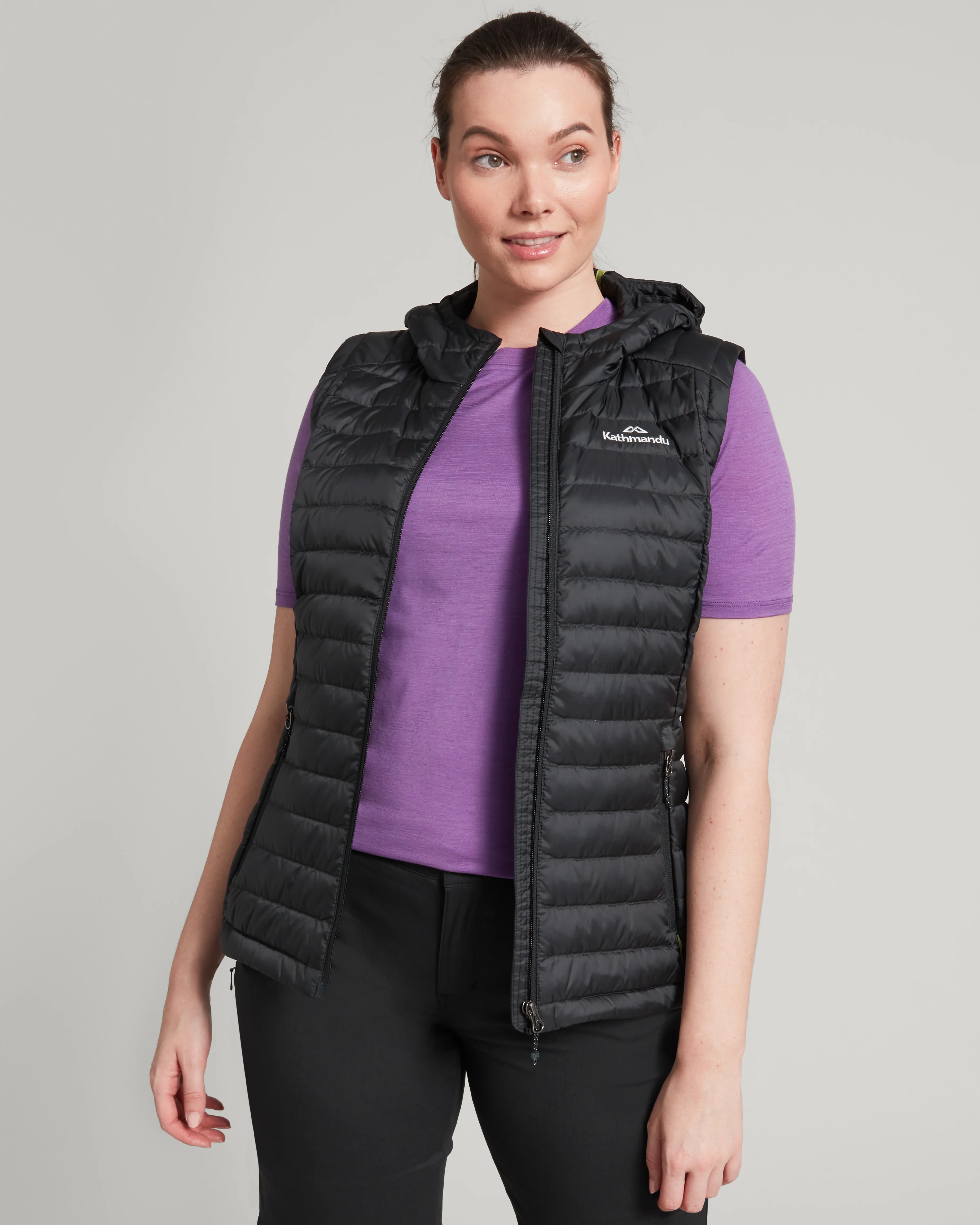 Women's Heli Hooded Down Vest - Black