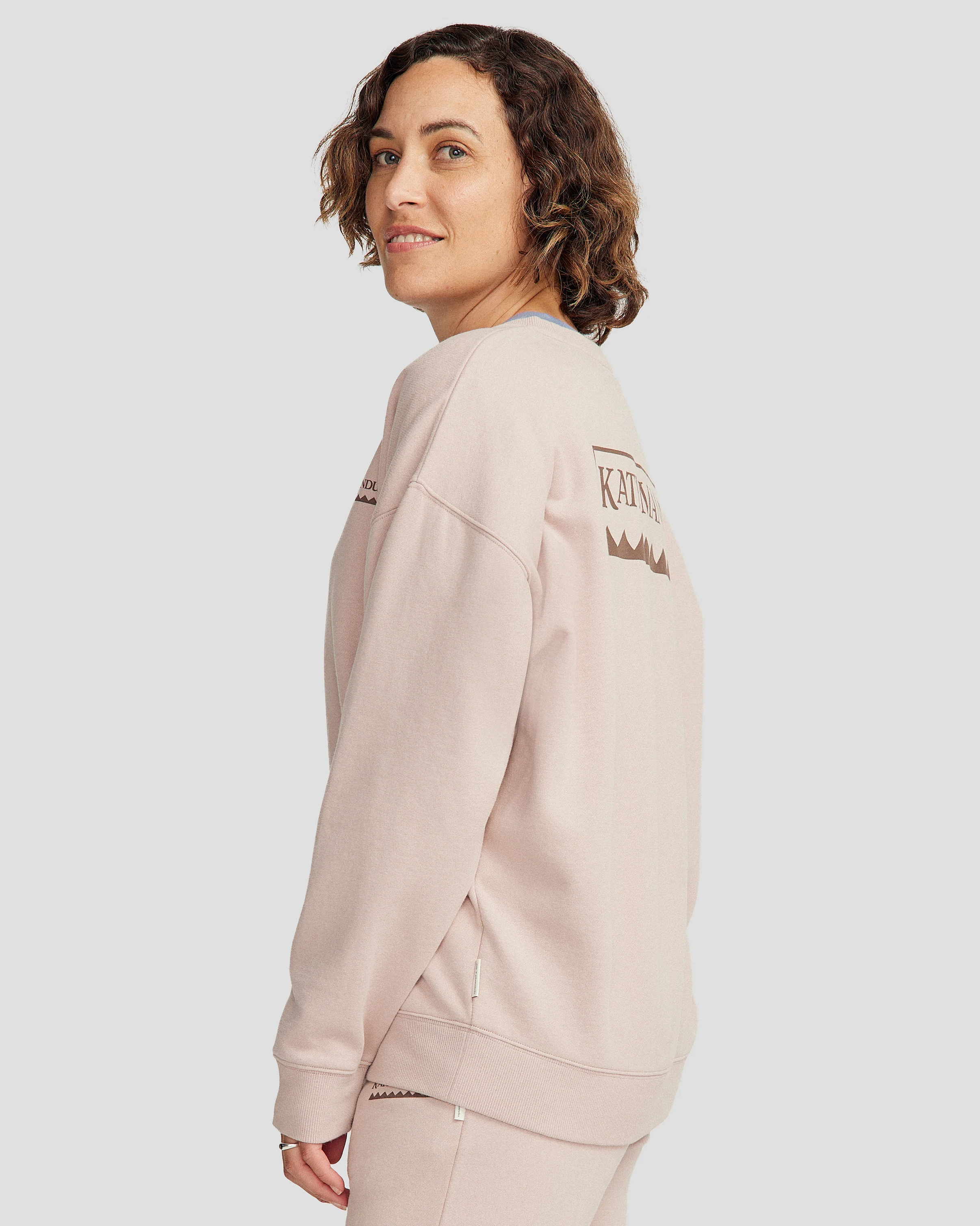 Women's Heritage Logo Slouchy Brushed Crew - Light Taupe - Image 8