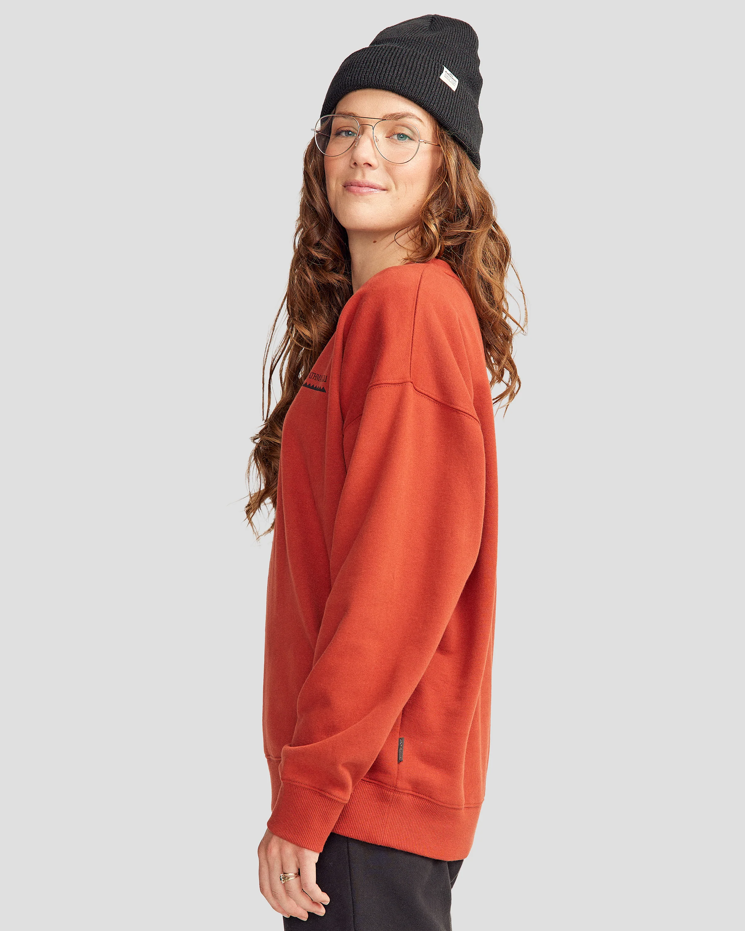 Women's Heritage Logo Slouchy Brushed Crew - Redwood - Image 9