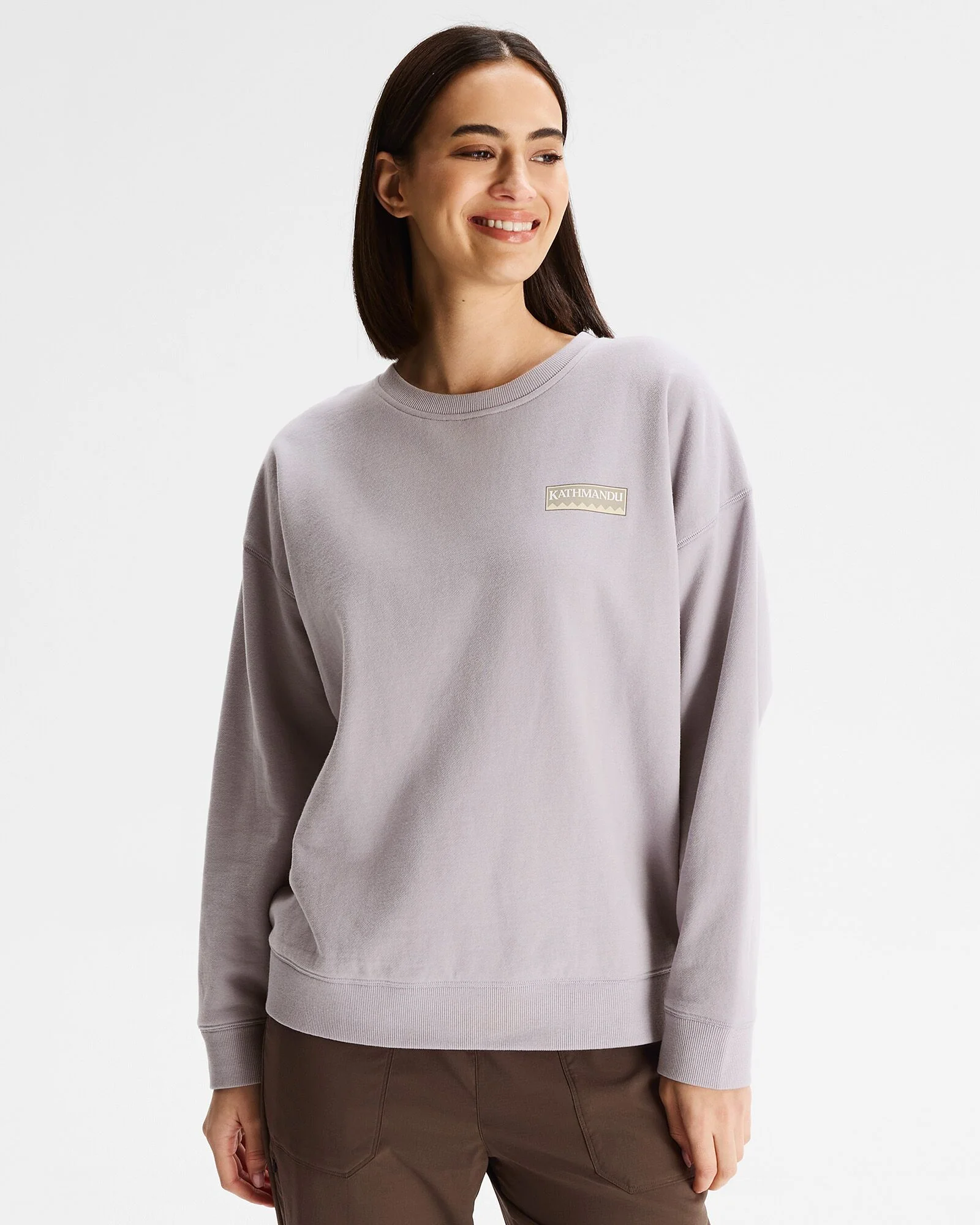 Women's Heritage Logo Slouchy LT BB Crew Sweatshirt - Light Haze