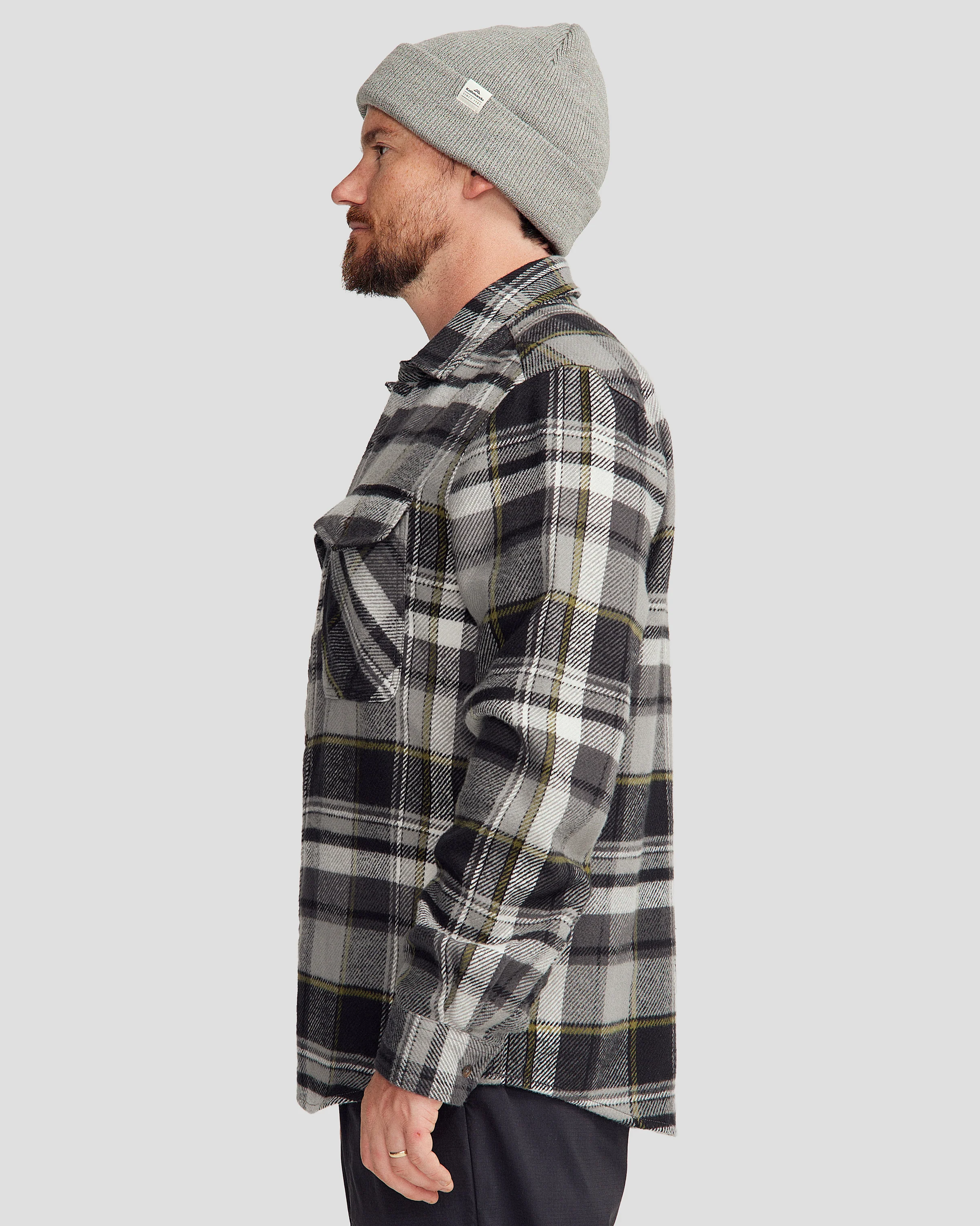Men's Huntly Long Sleeve Shirt - Hut Plaid Steel Grey - Image 9