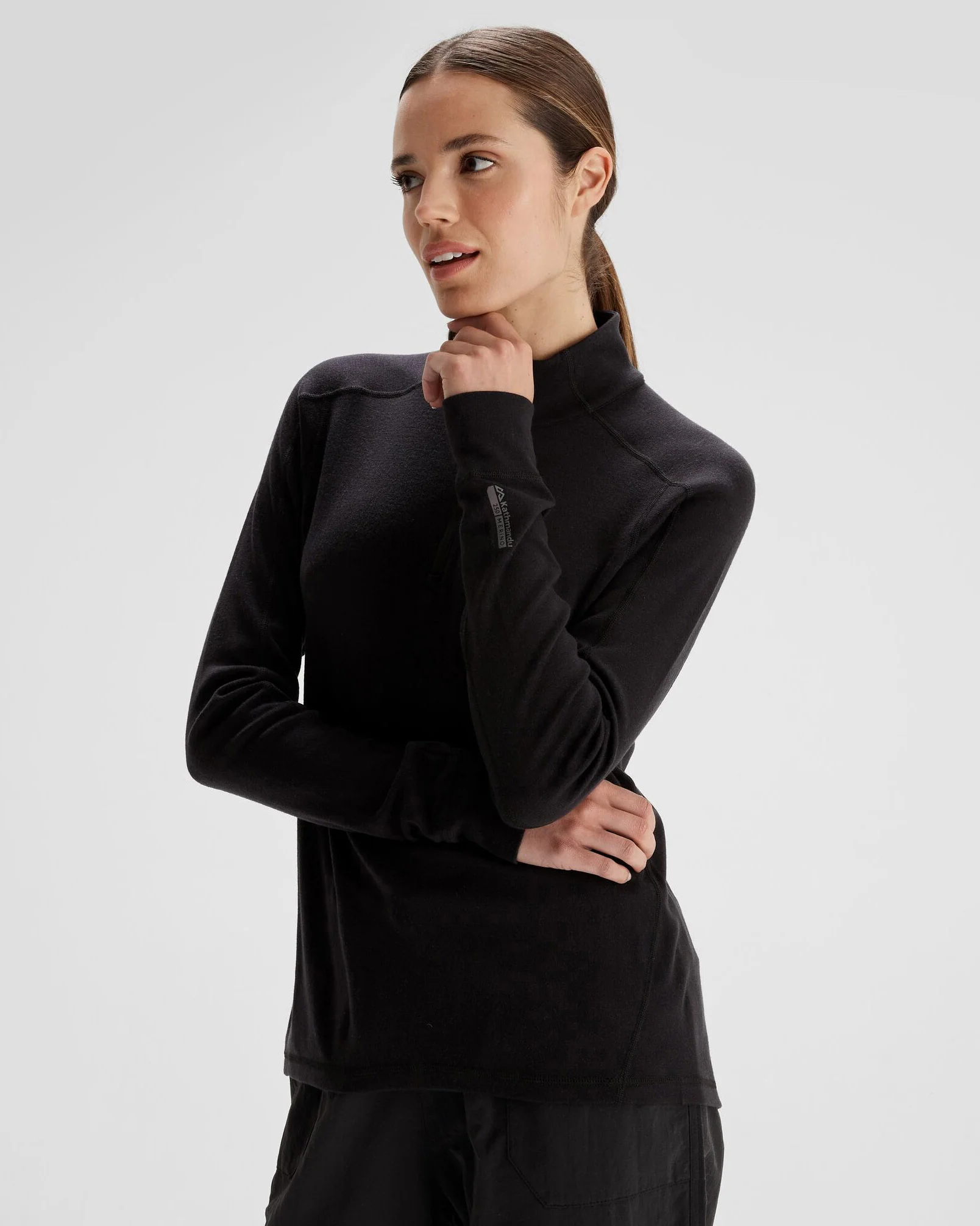 Women's K-Merino 250 Quarter Zip Top - Black Stingray - Image 3