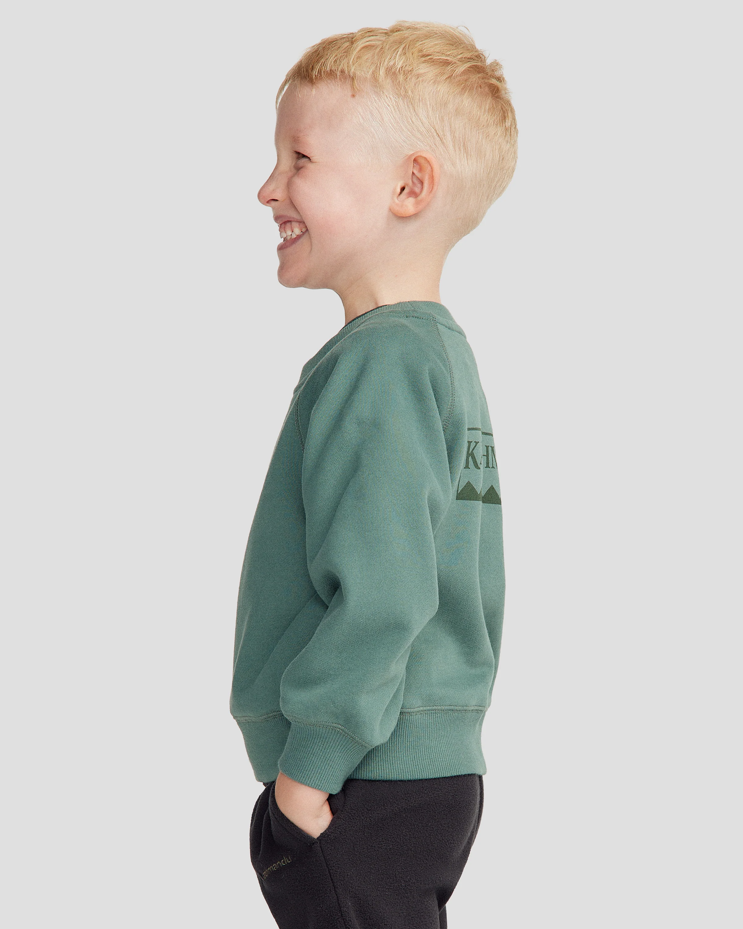 Kids' Heritage Logo Brushed Crew - Light Forest - Image 3