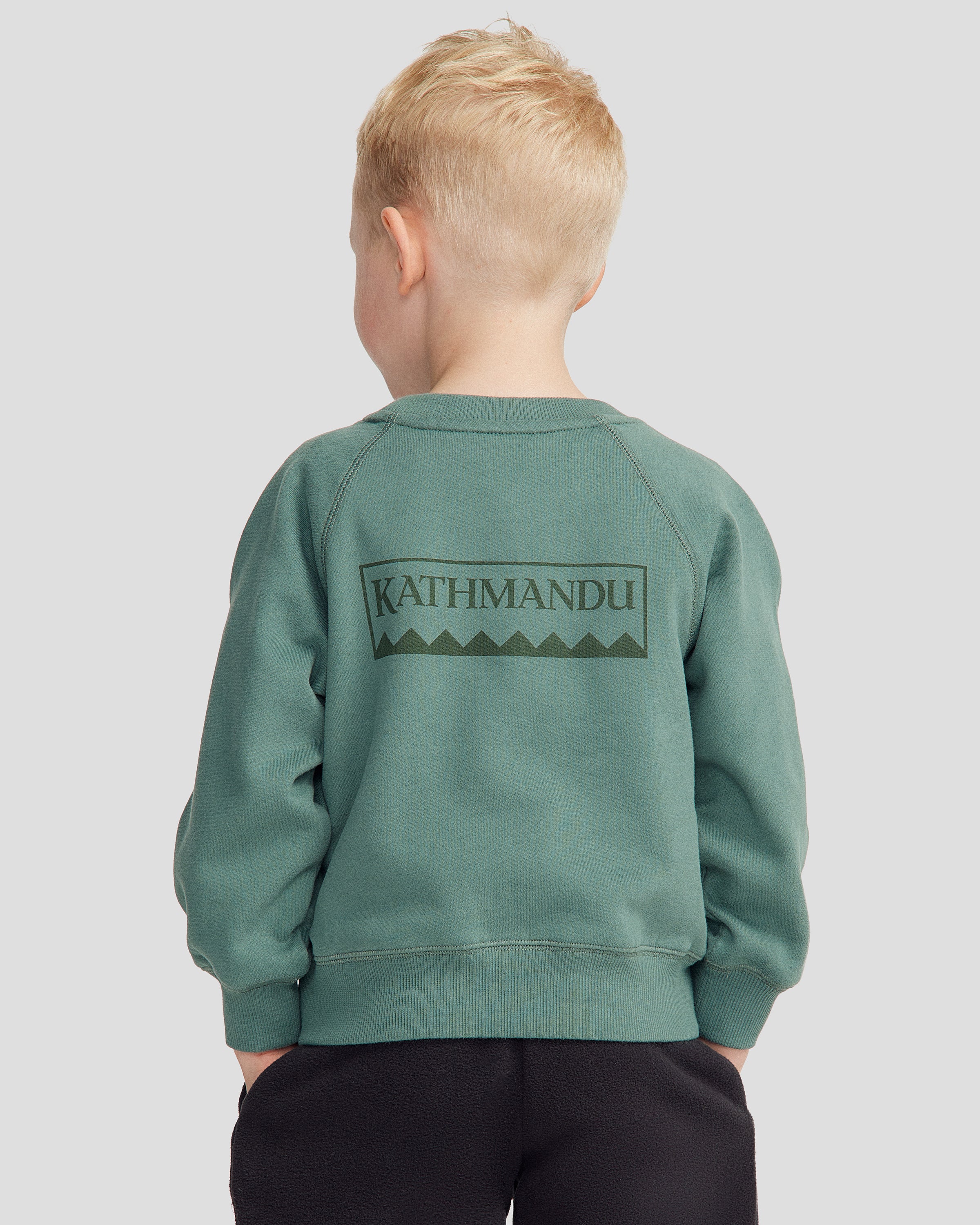 Kids' Heritage Logo Brushed Crew - Light Forest - Image 4