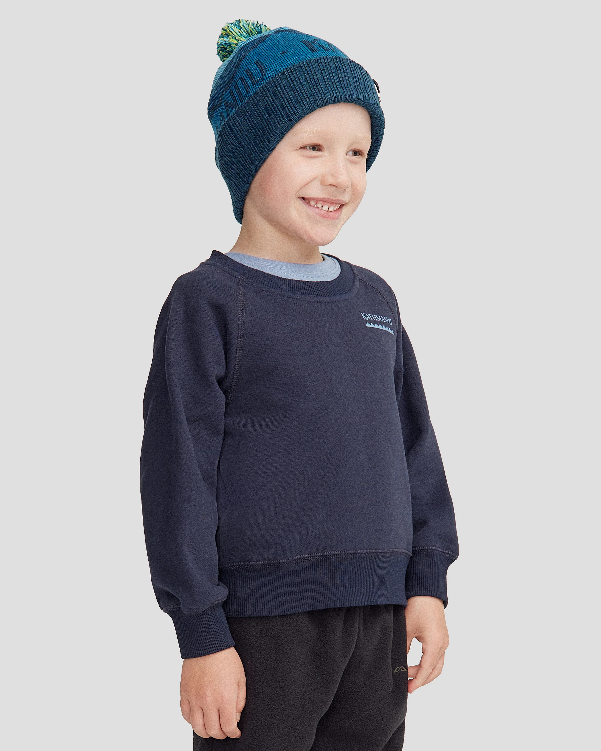 Kids' Heritage Logo Brushed Crew - Pure Navy - Image 3