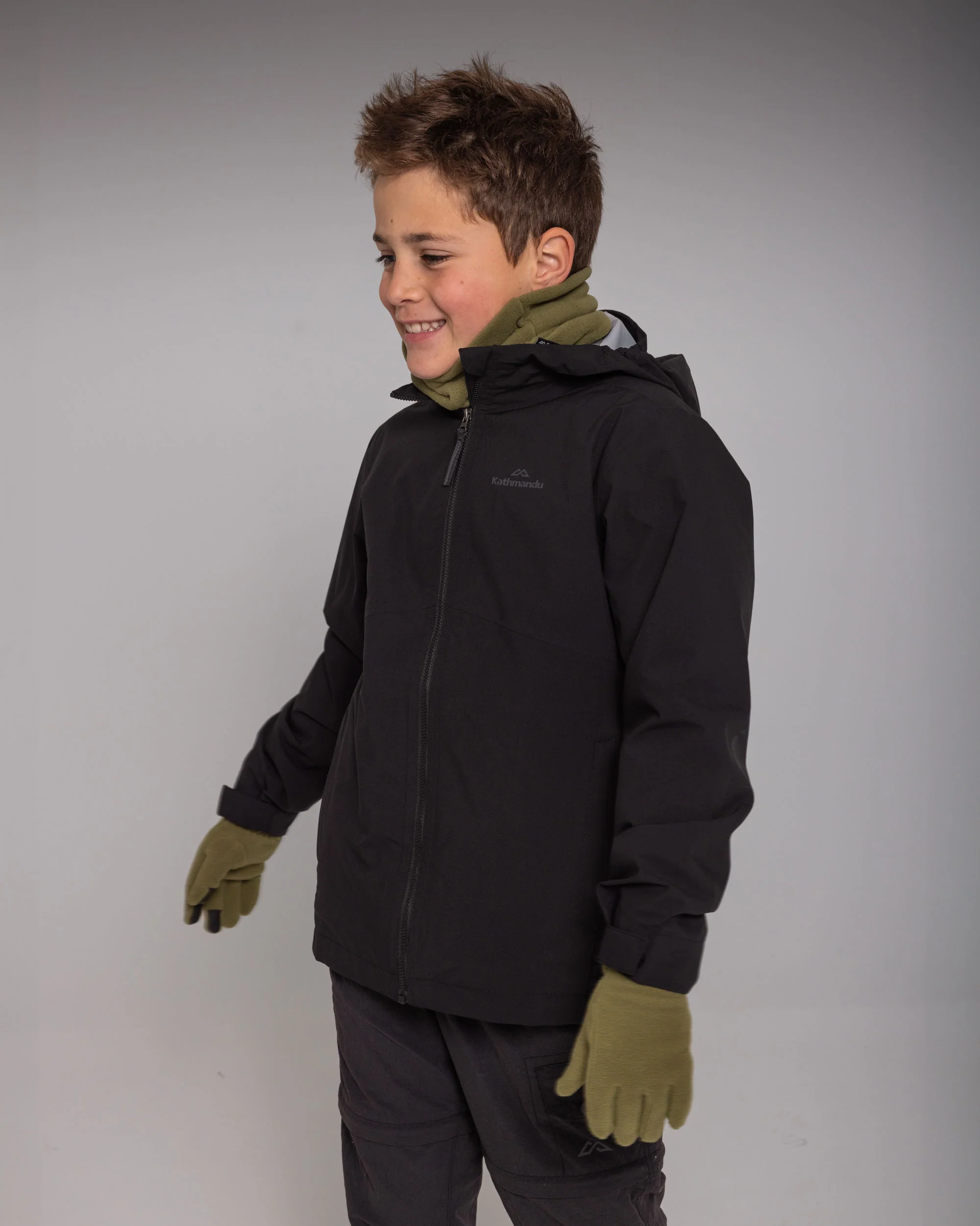 Kids Trailhead 3in1 Rain Hooded Jacket - Black Stingray - Image 2