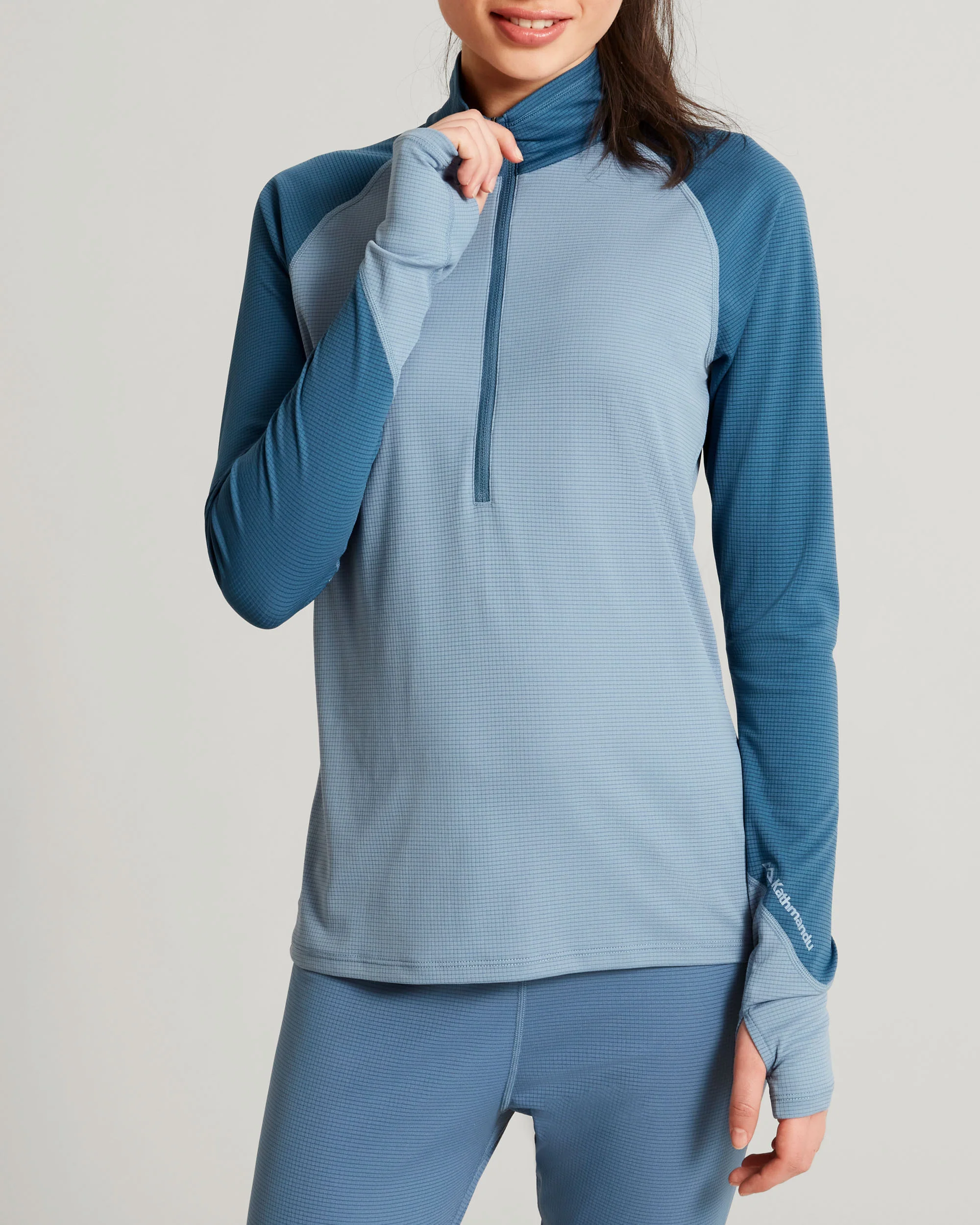 KMDAction Women's Long Sleeve Quarter Zip Top - Moonlight/Bluehaze