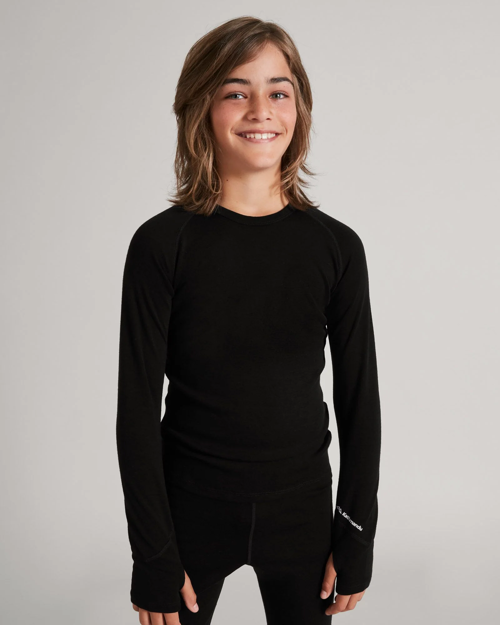 Kids' KMDMerino Baselayer Long Sleeve Top - Black
