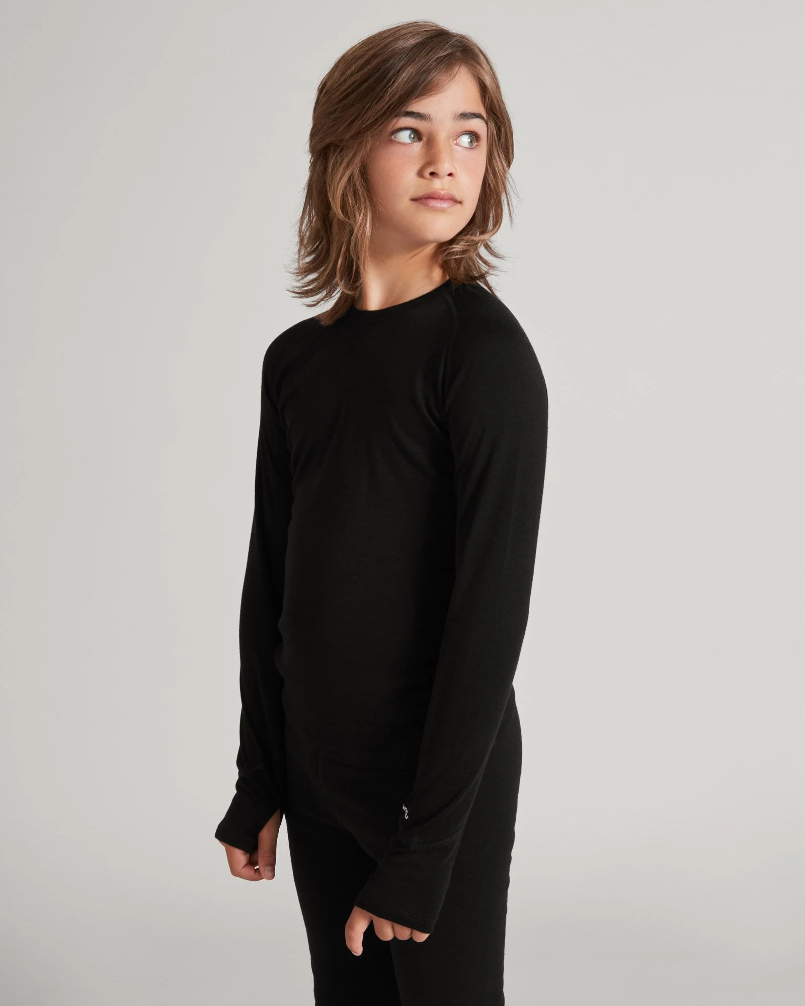 Kids' KMDMerino Baselayer Long Sleeve Top - Black - Image 2