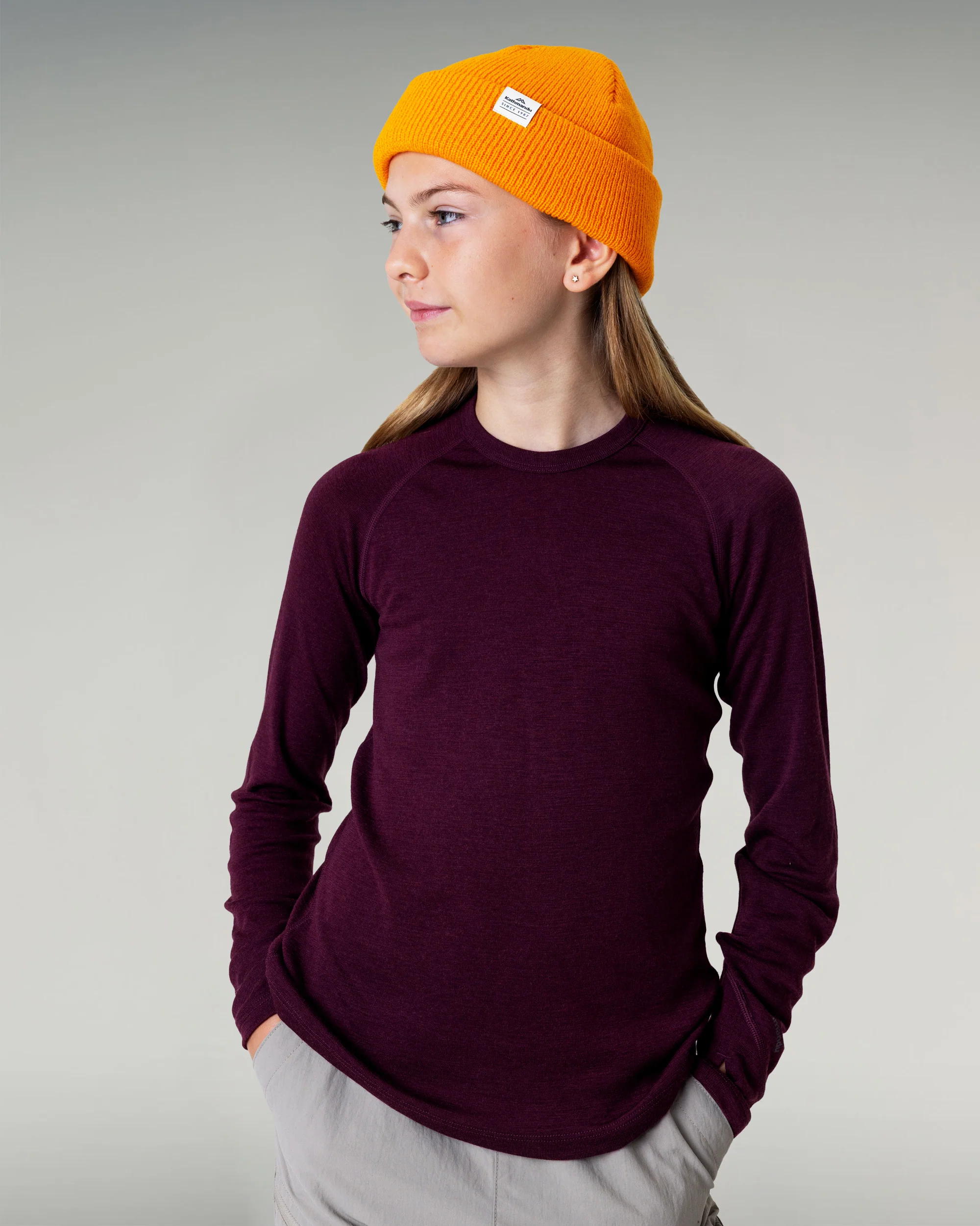 Kids' KMDMerino Baselayer Long Sleeve Top - Mulberry