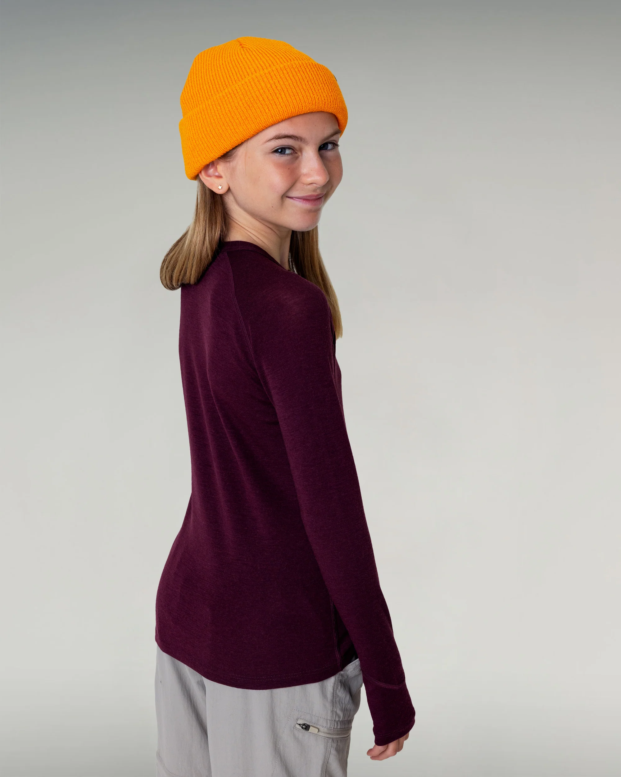 Kids' KMDMerino Baselayer Long Sleeve Top - Mulberry - Image 3