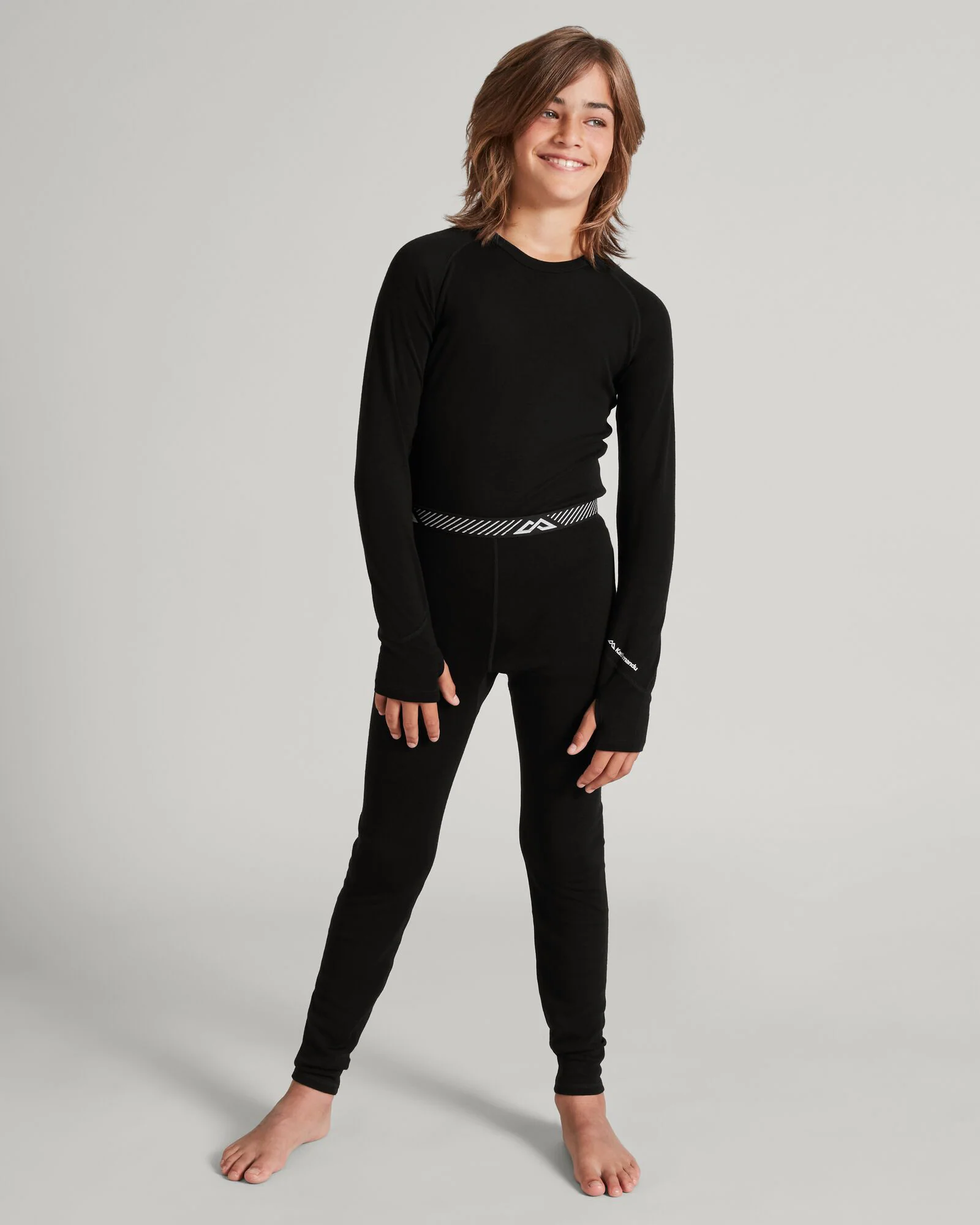 Kids' KMDMerino Baselayer Leggings - Black - Image 2
