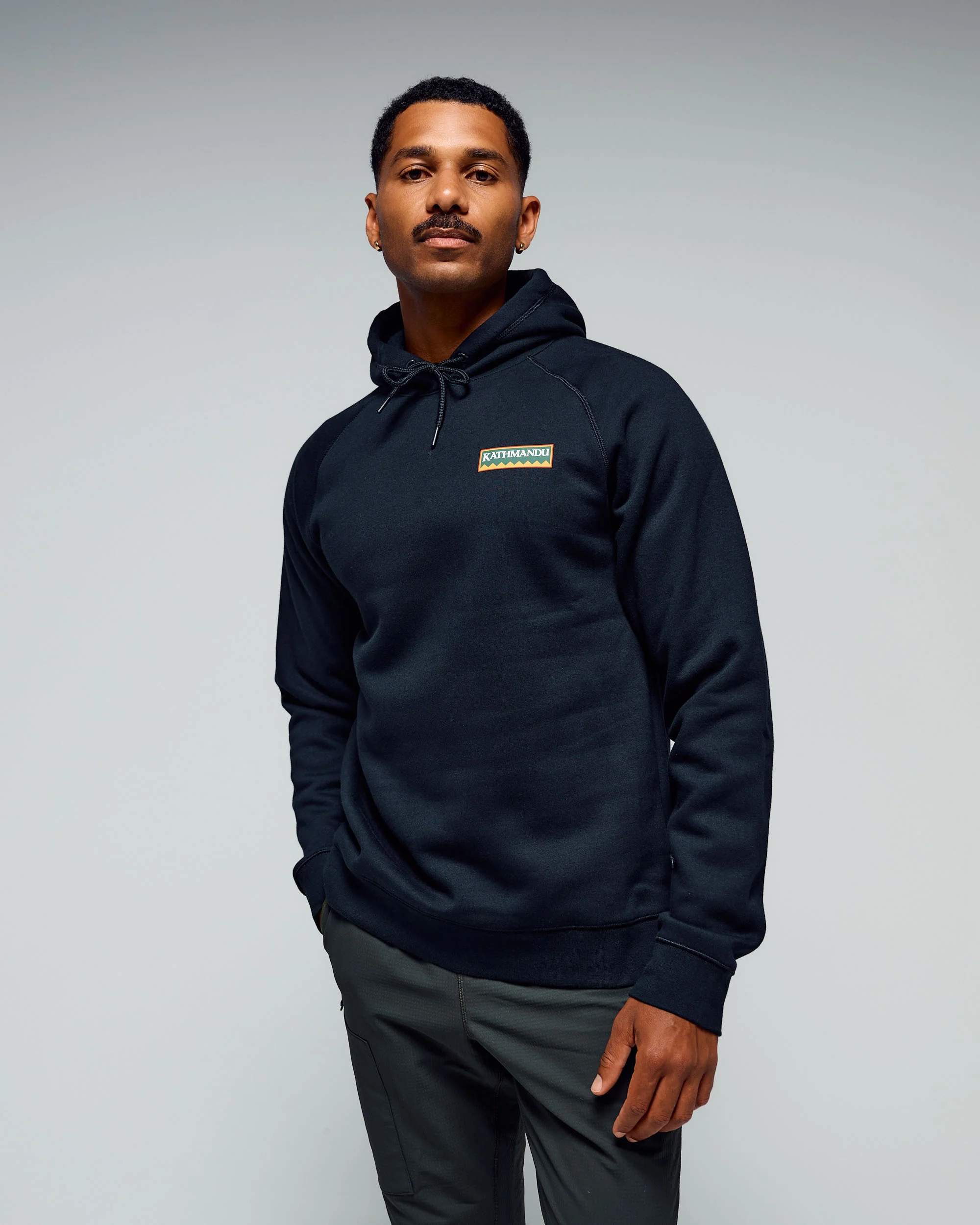 Men's Kathmandu Heritage Logo Slouchy Hoodie - Black - Image 2
