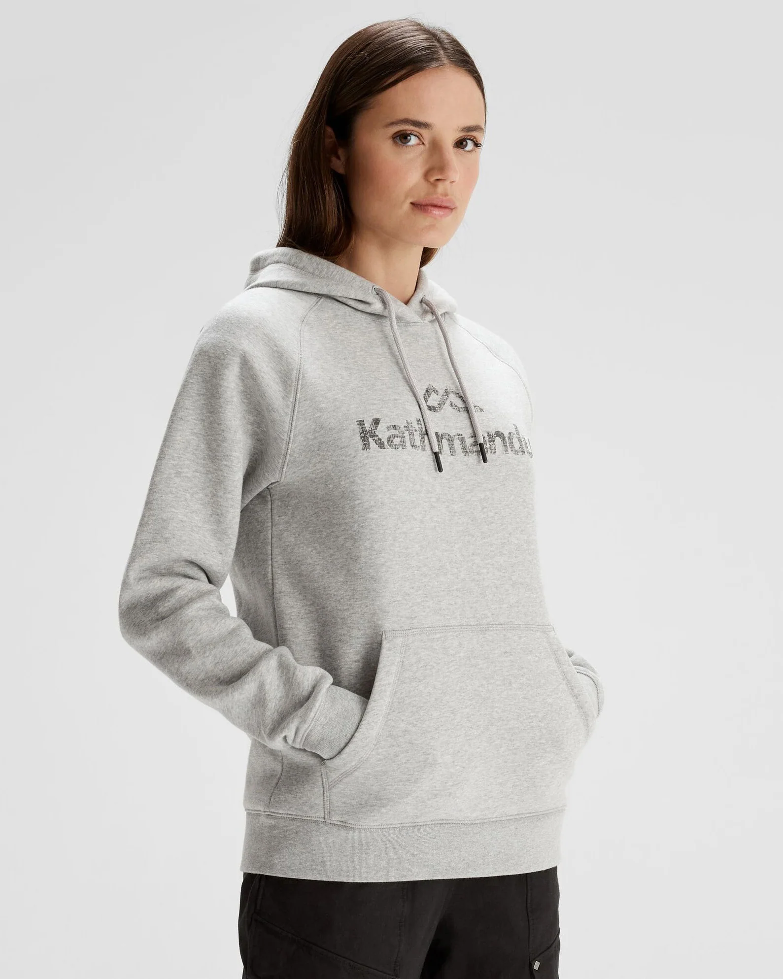 Women's Kathmandu Logo Hoodie - Light Grey Marle