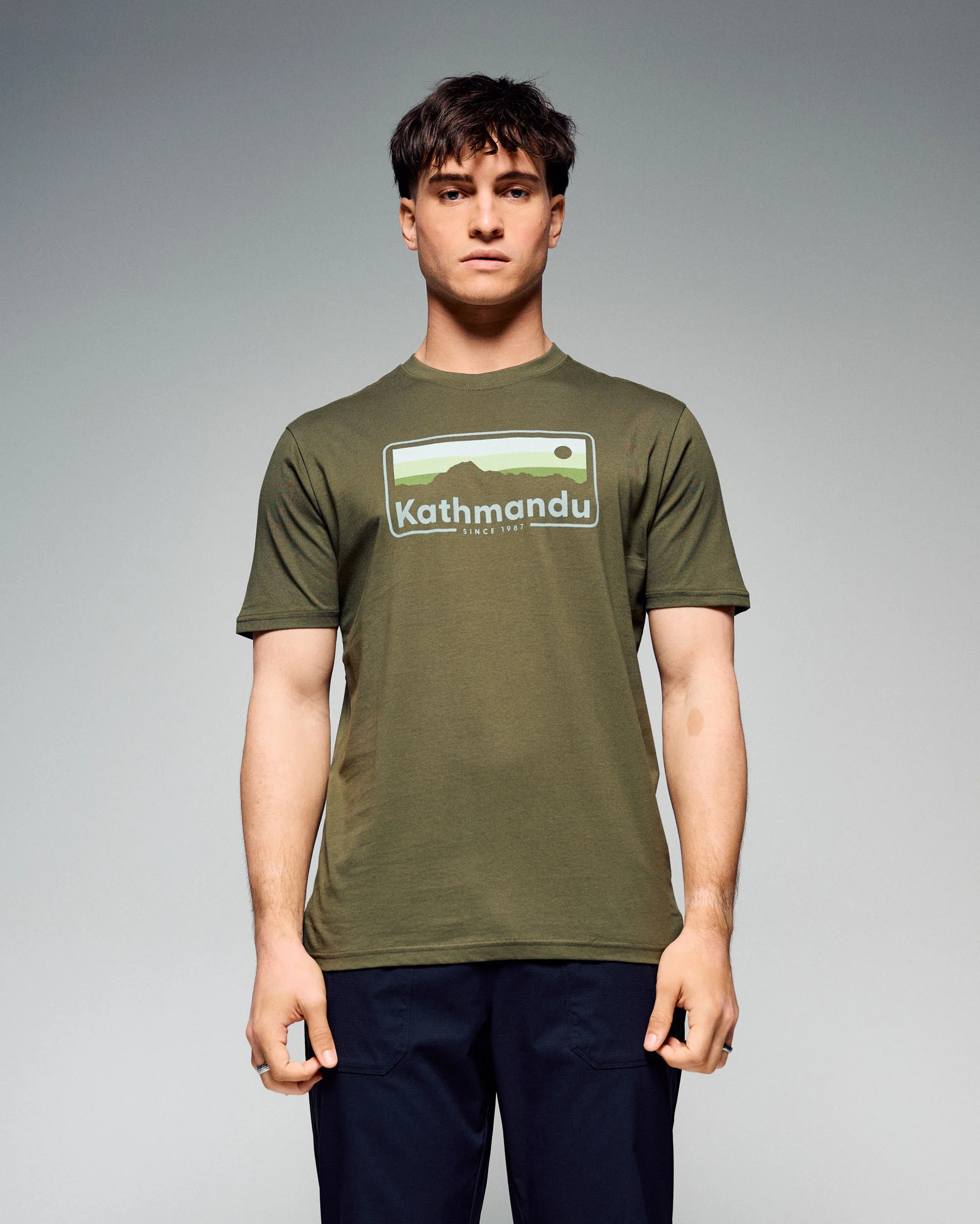 Men's 70's Logo Organic Cotton Tee - Light Moss