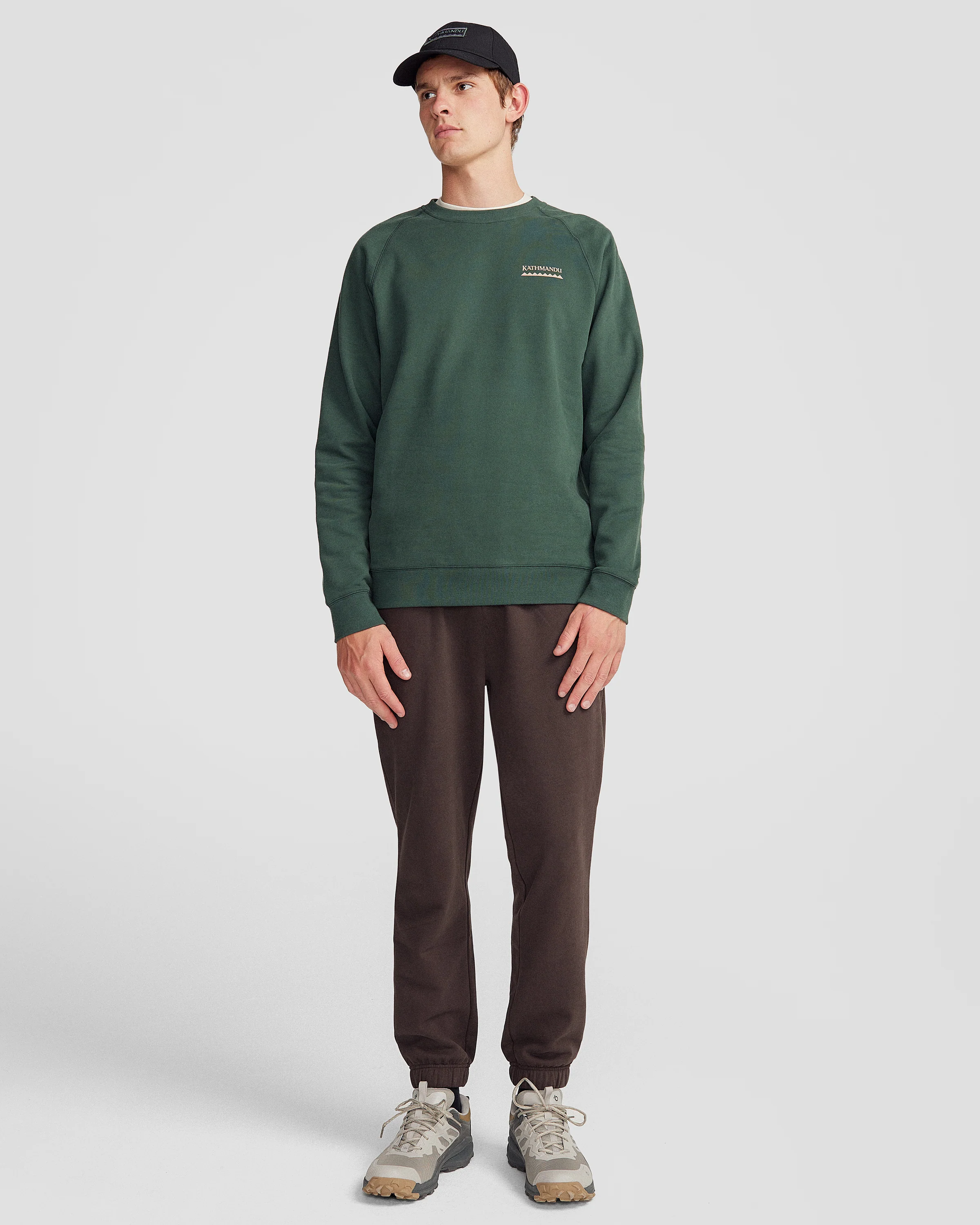 Men's Heritage Logo Brushed Crew - Deep Forest - Image 8