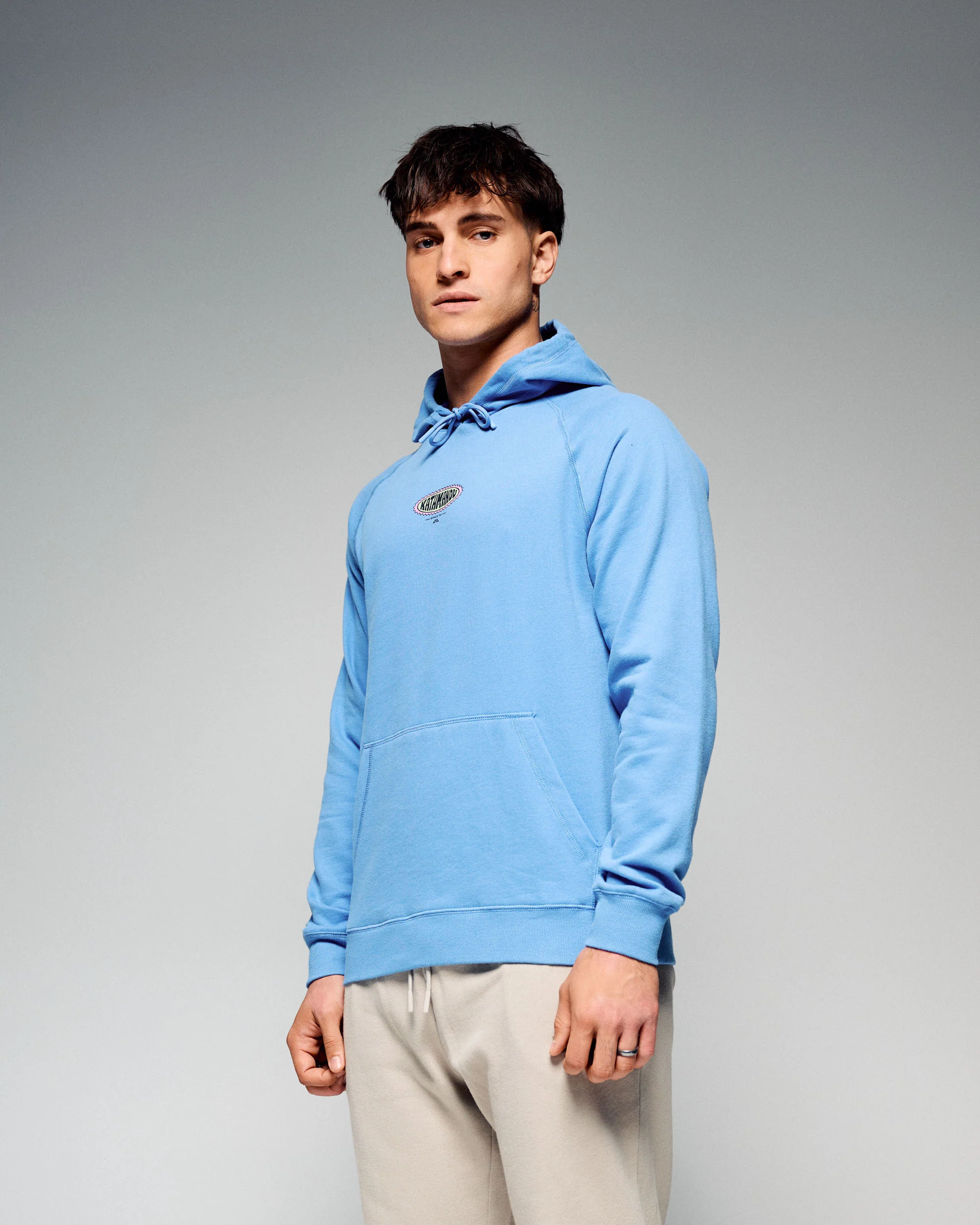 Men’s Retro Badge Hoodie - Washed Peri