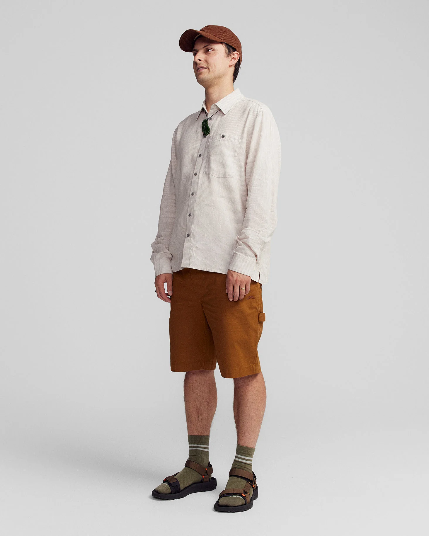 Men’s Weekend Natural Long Sleeve Shirt - Light Hike Stripe - Image 2