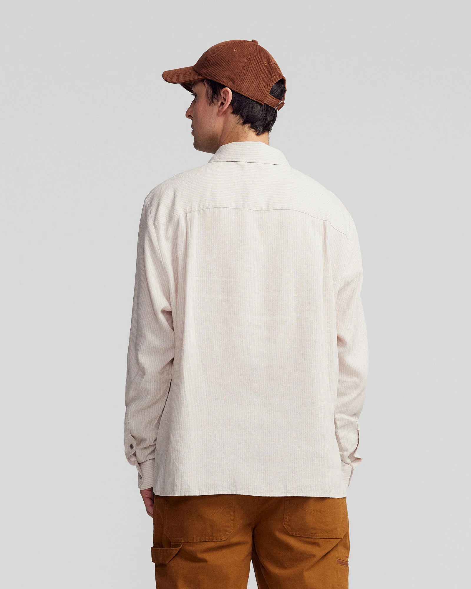 Men’s Weekend Natural Long Sleeve Shirt - Light Hike Stripe - Image 4