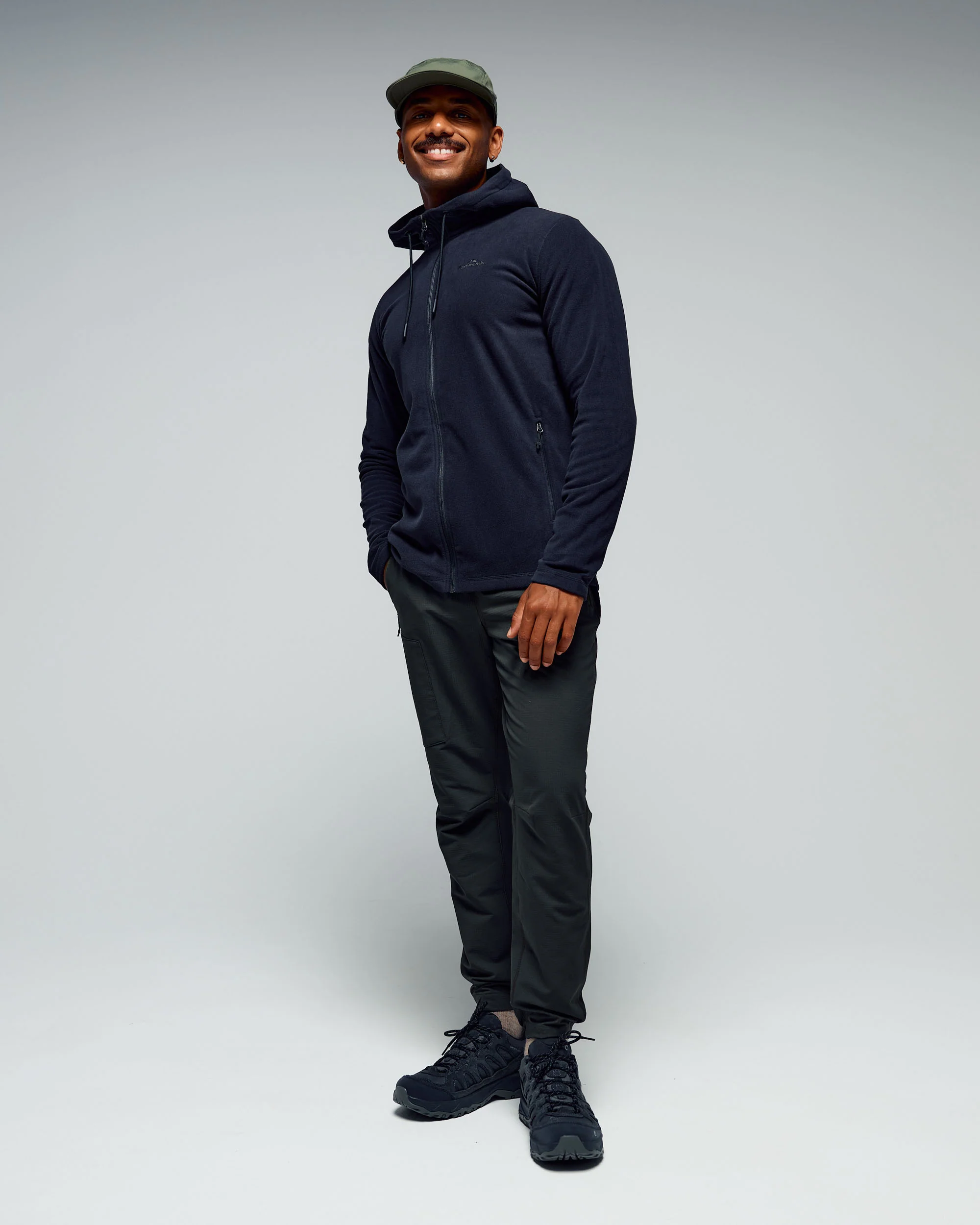 Men's Mt Aspiring Hooded Fleece Jacket - Black Stingray - Image 2