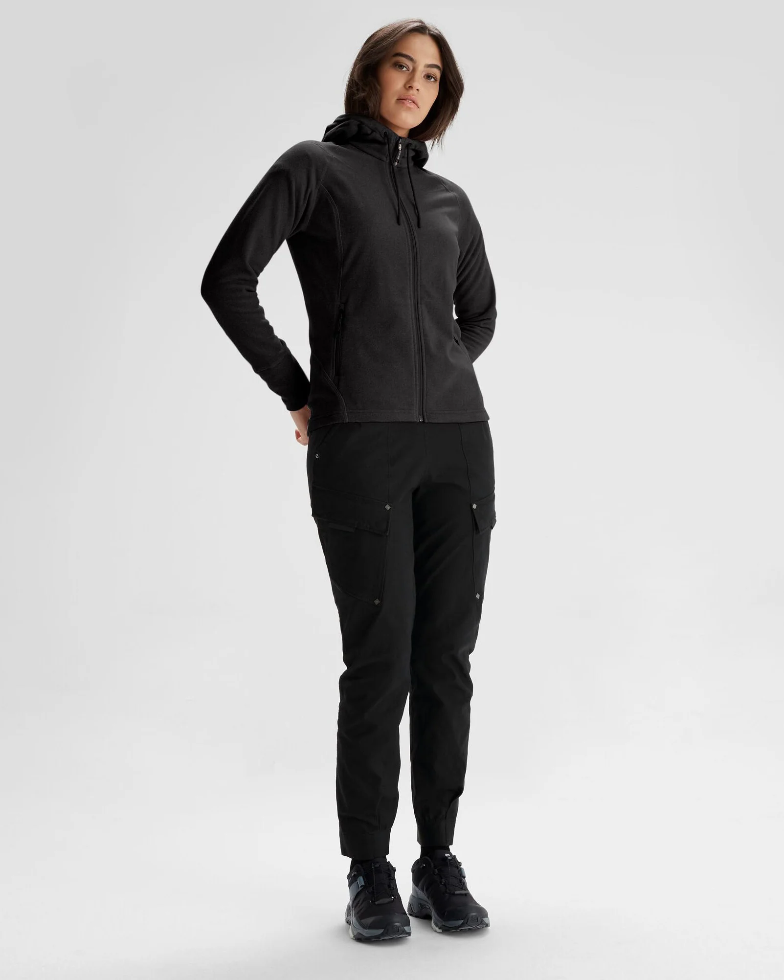 Women's Mt Aspiring Hooded Fleece Jacket - Black Stingray - Image 2