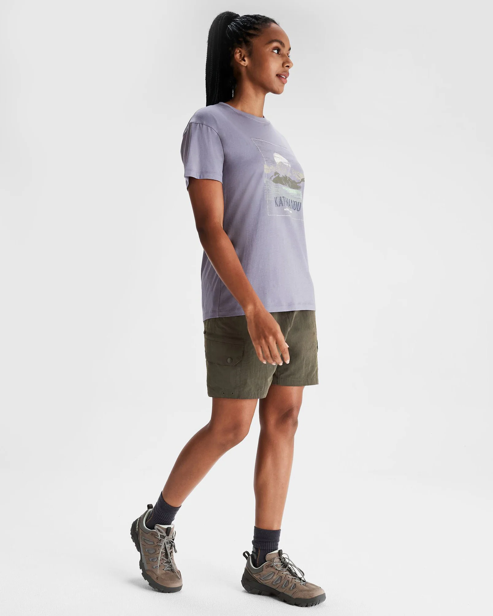 Women's Mt Cook Organic Cotton T-shirt - Dark Haze - Image 2