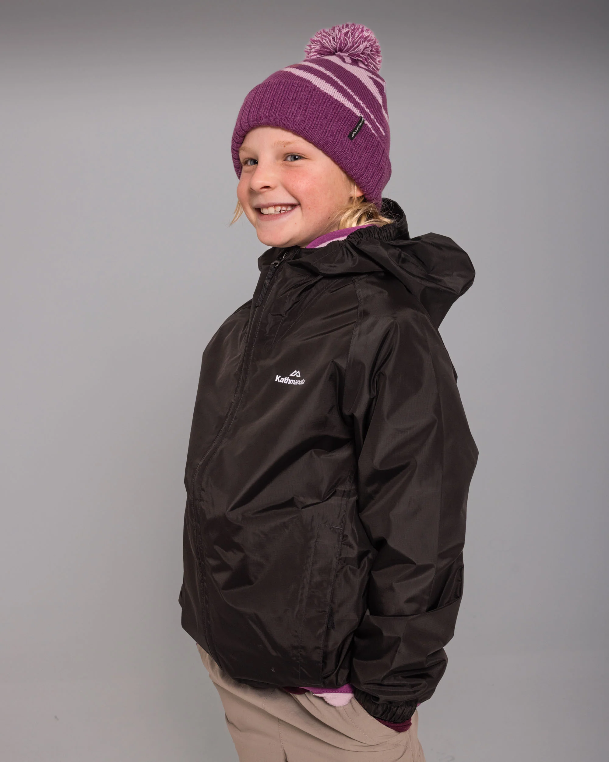 Kids' Pocket-it 2L Rain Jacket v4 - Black - Image 2