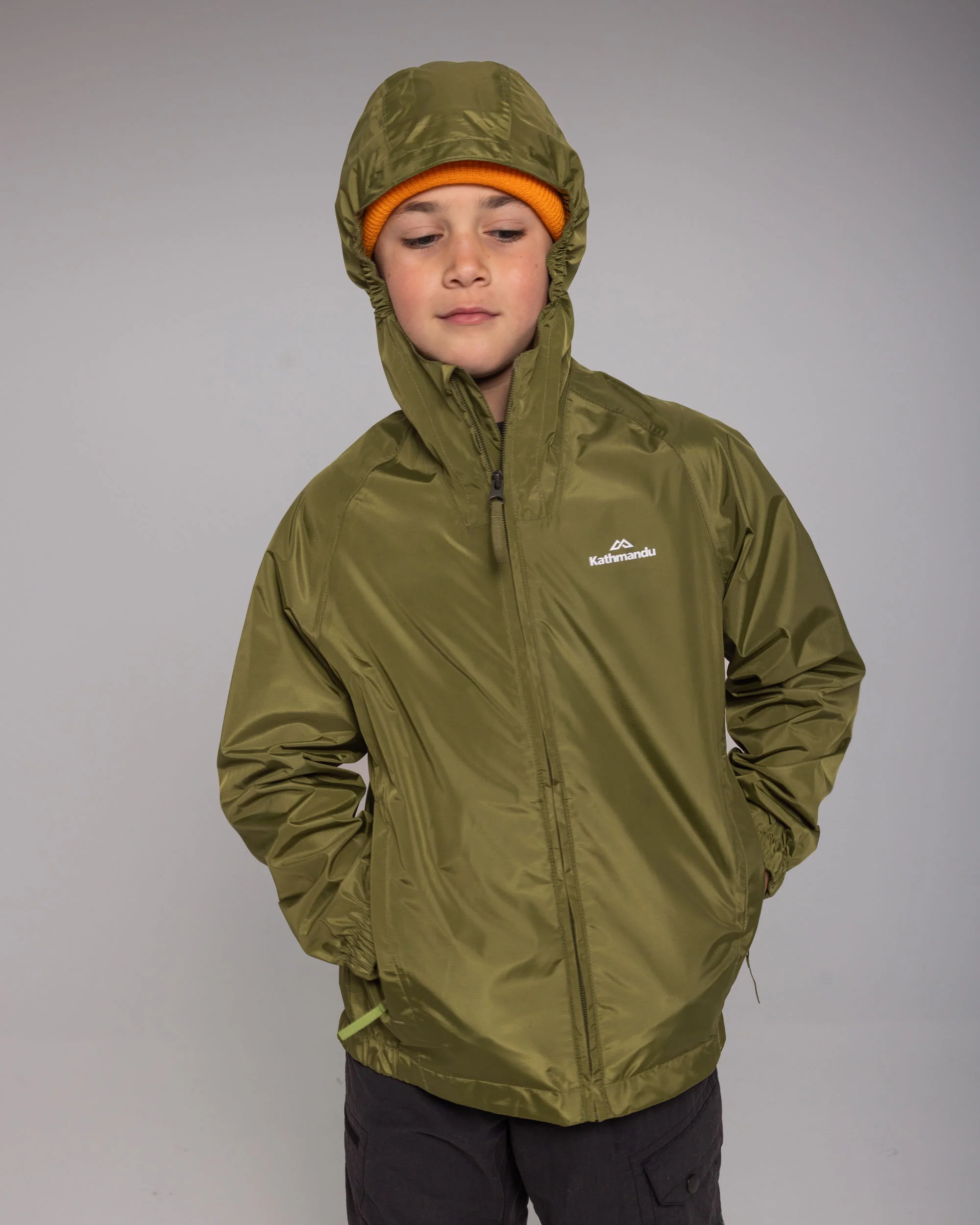 Kids' Pocket-it 2L Rain Jacket v4 - Dark Fern - Image 3