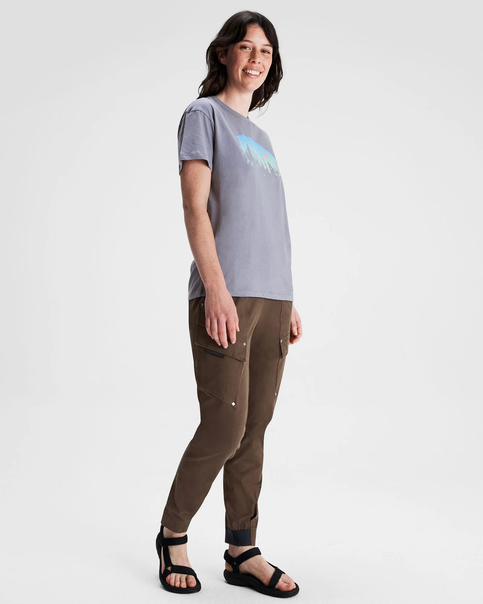 Women's Tree Line Organic Cotton T-shirt - Dark Haze - Image 2