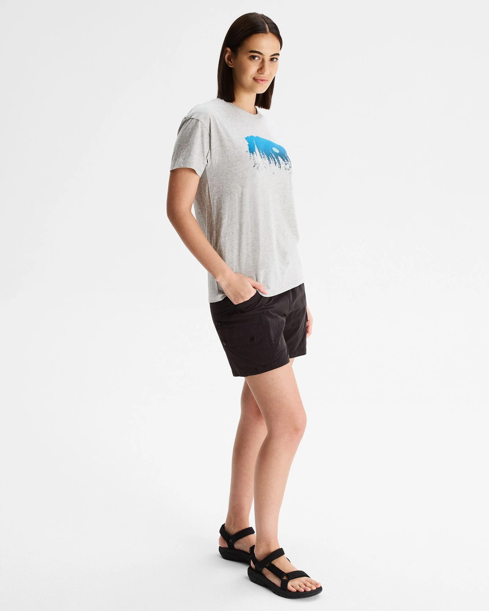 Women's Tree Line Organic Cotton T-shirt - Light Grey Marle