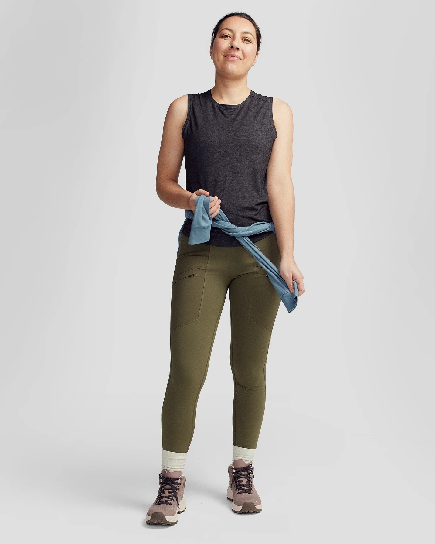 Women’s Anytime Boxy Tank - Charcoal Marle - Image 2