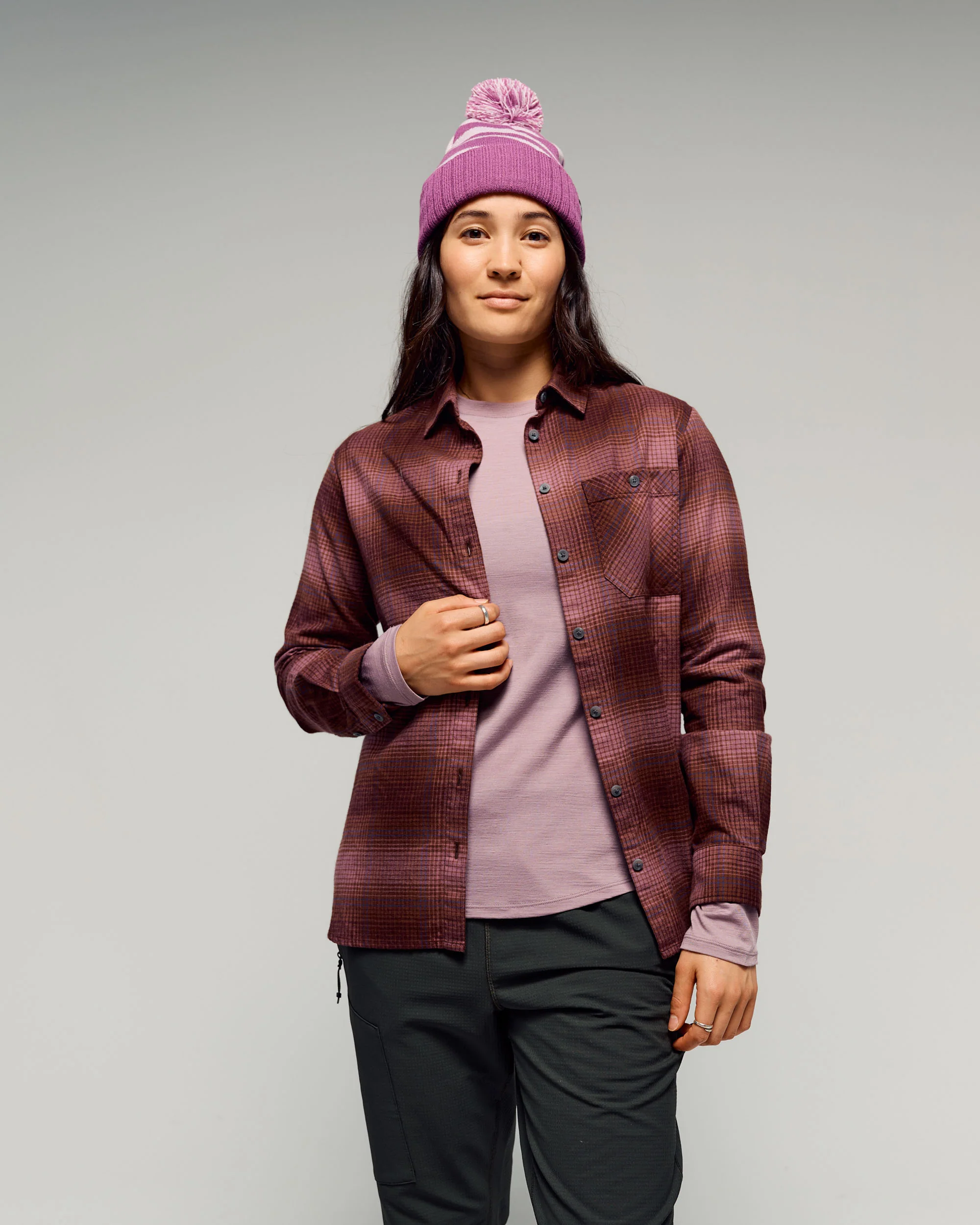 Women's Retreat Fyfe Long Sleeve Shirt -  Mulberry/Dark Thistle Plaid