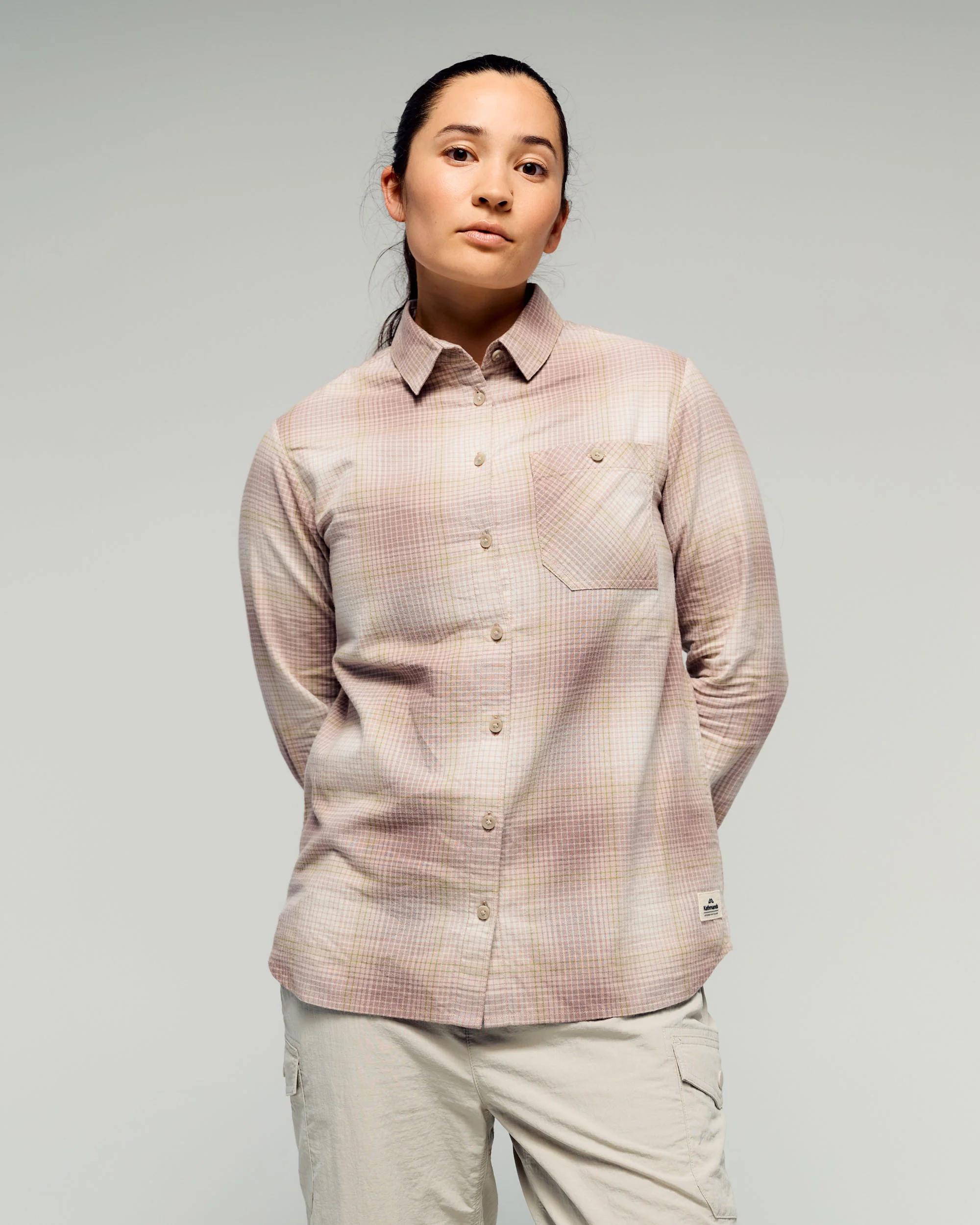 Women's Retreat Fyfe Long Sleeve Shirt - Taupe/Verde Plaid