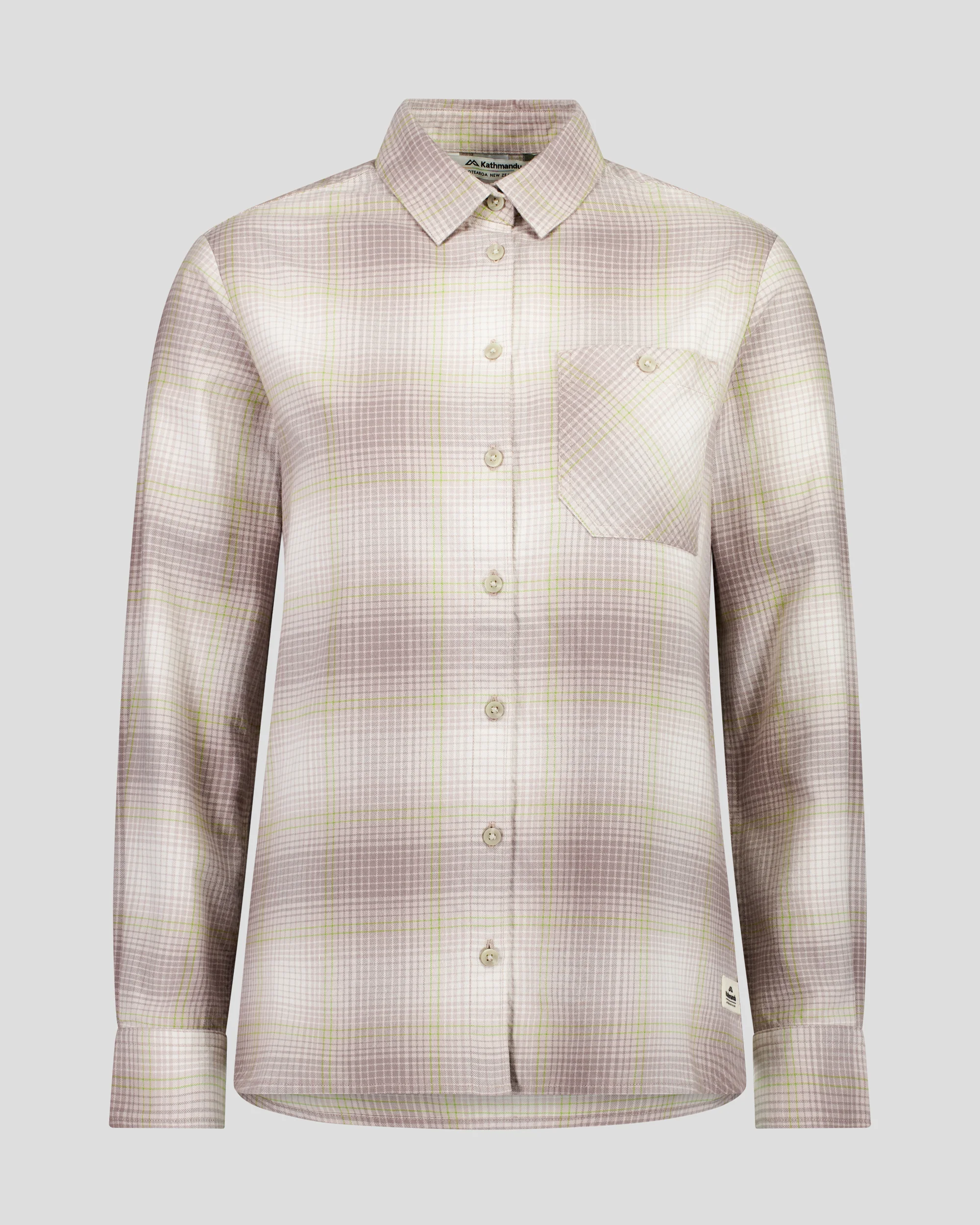 Women's Retreat Fyfe Long Sleeve Shirt - Taupe/Verde Plaid - Image 4