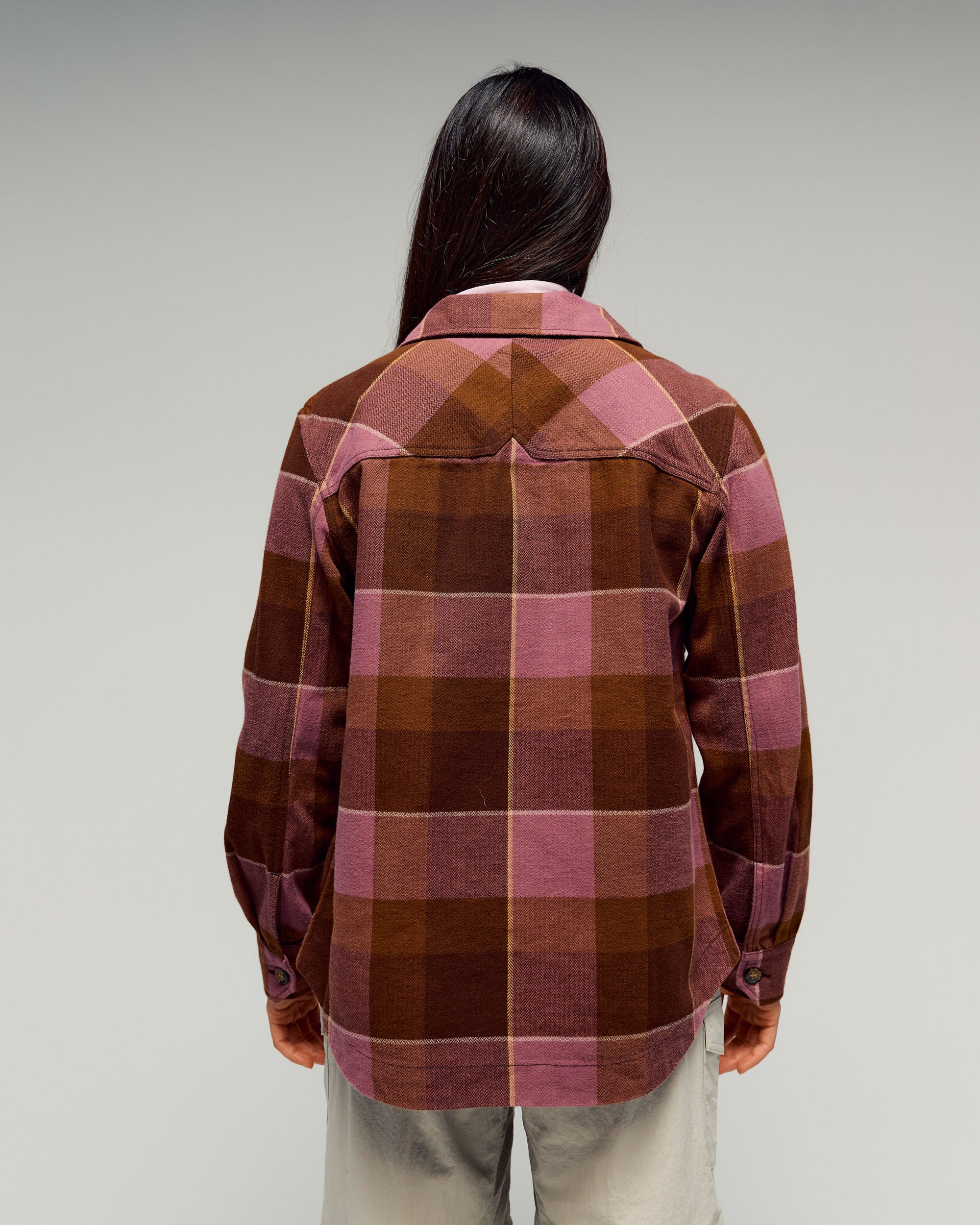 Women's Retreat Huntly Long Sleeve Overshirt - Cocoa Plaid - Image 3