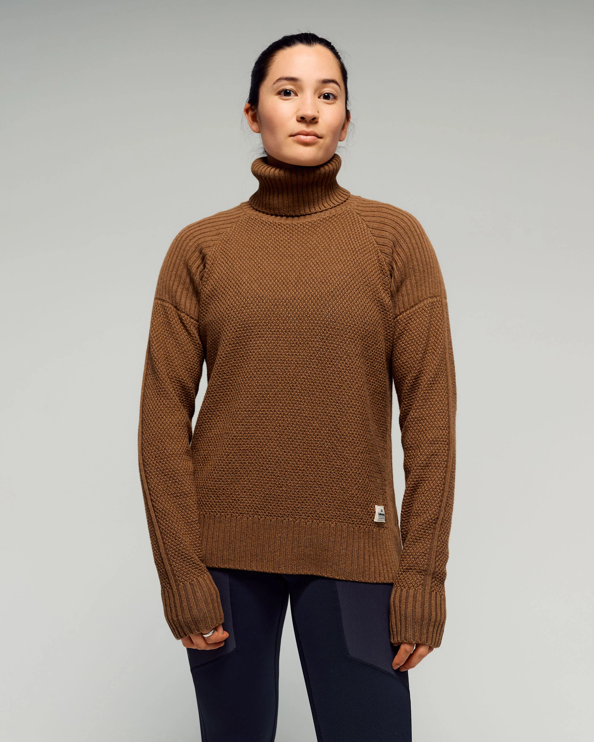 Women's Retreat Merino Blend Roll Neck Pullover - Jute