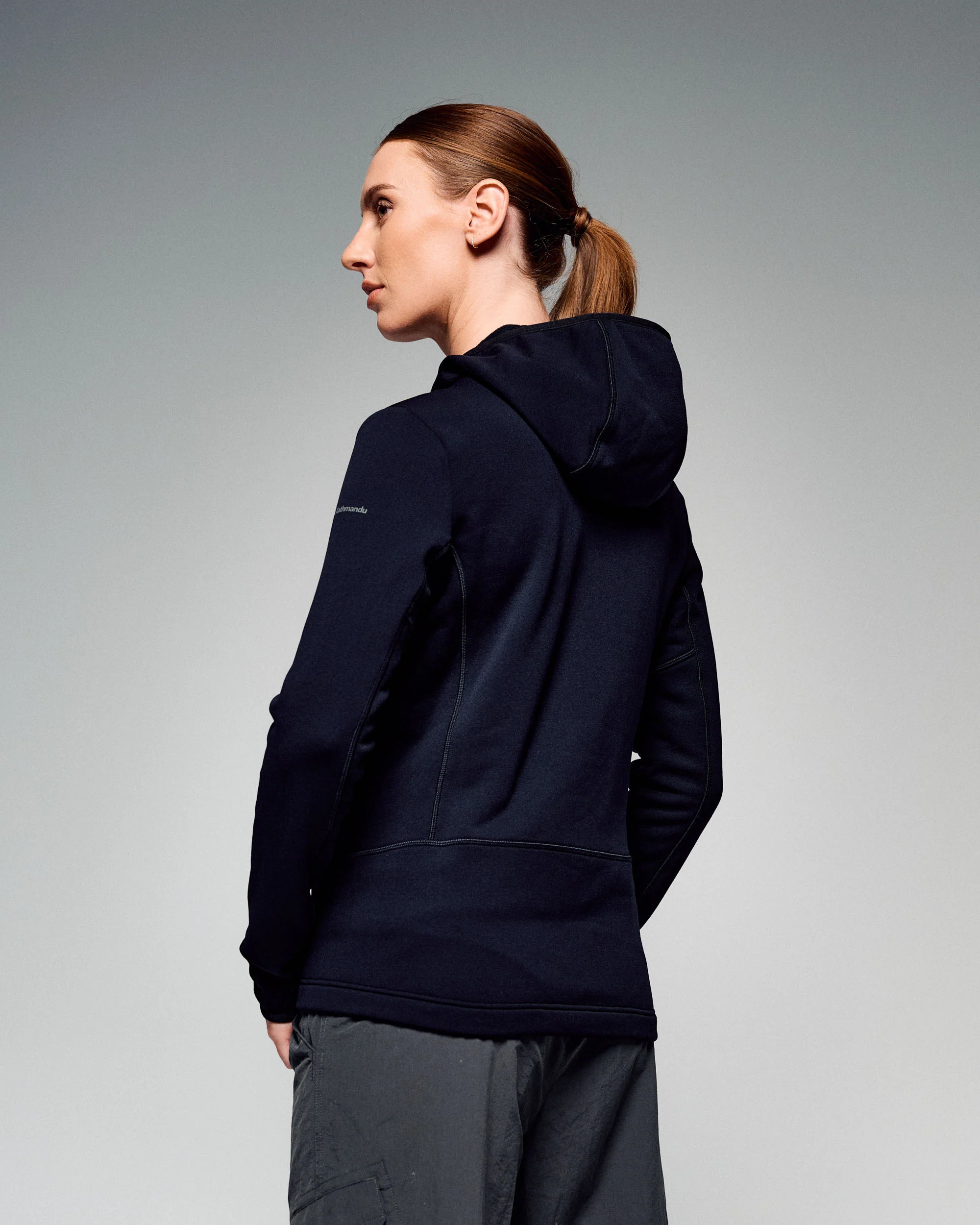 Women's Ridge Power Stretch Fleece Hood Jacket - Black Stingray - Image 3