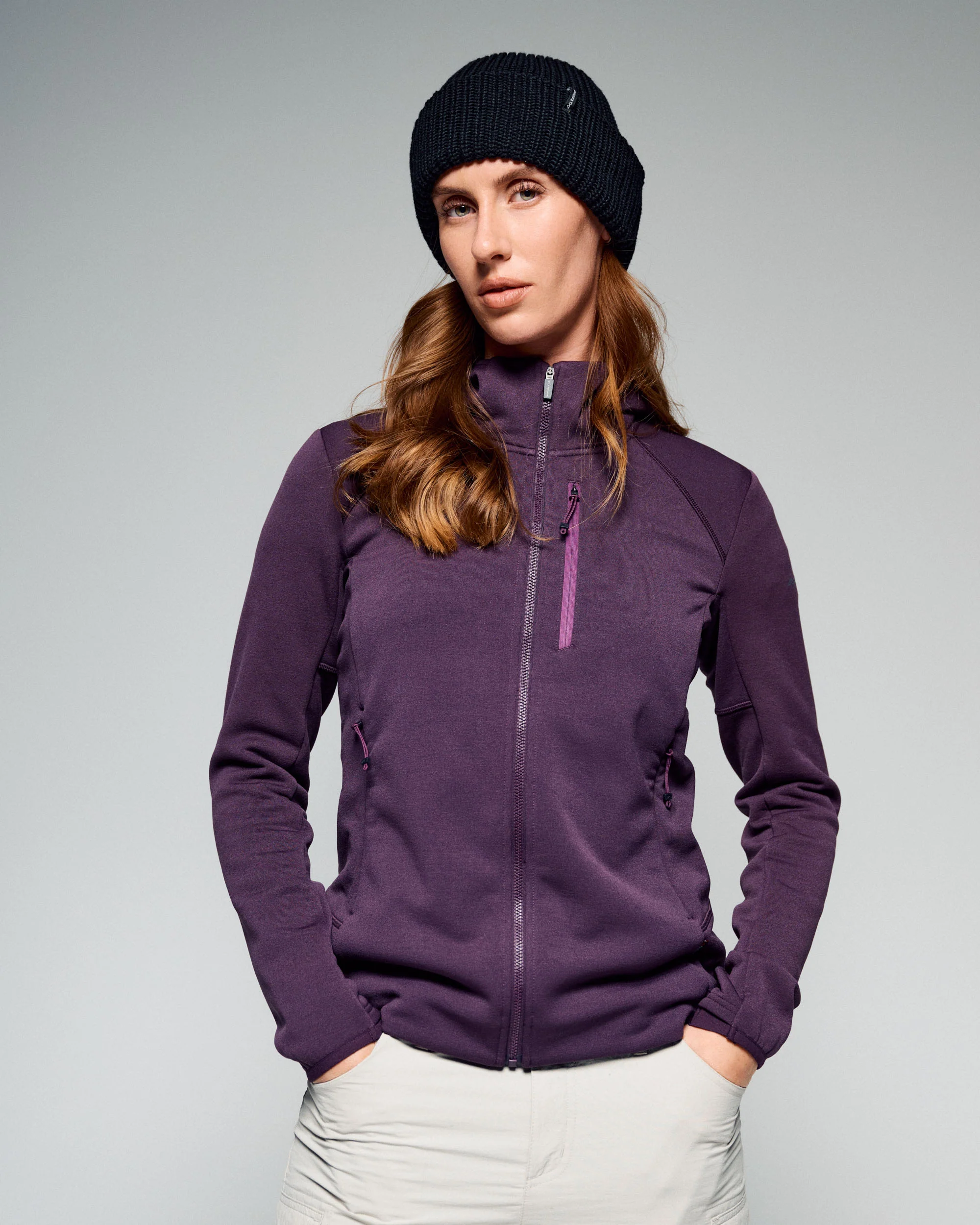 Women's Ridge Power Stretch Fleece Hood Jacket - Jam - Image 2